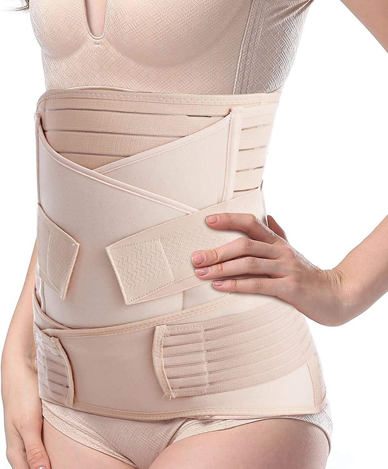 3 in 1 Postpartum Support - Recovery Belly/Waist/Pelvis Belt Shapewear (Nude) image number 2