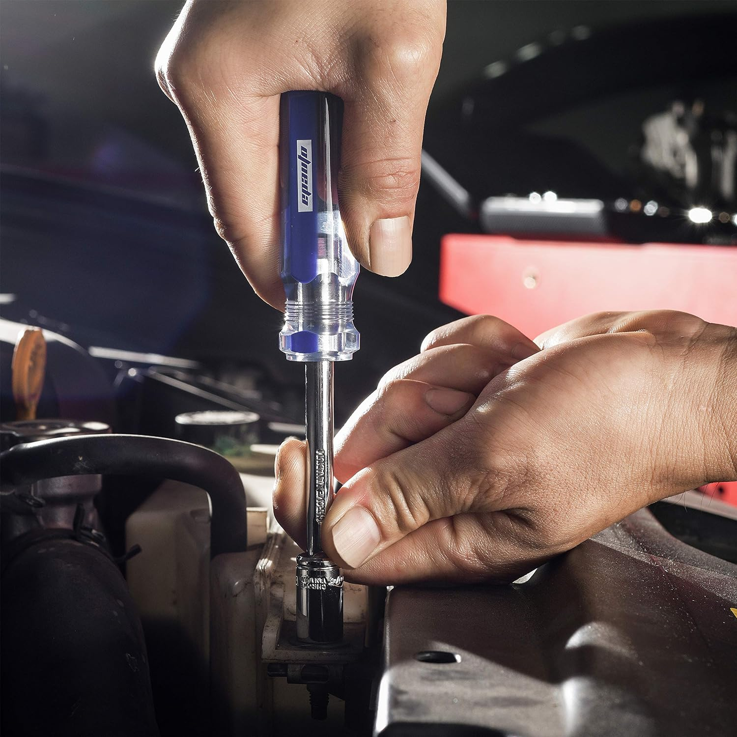 Epauto 1/4-Inch & 3/8-Inch Drive Socket Set 40 Pieces with 72 Teeth Reversible Ratchet