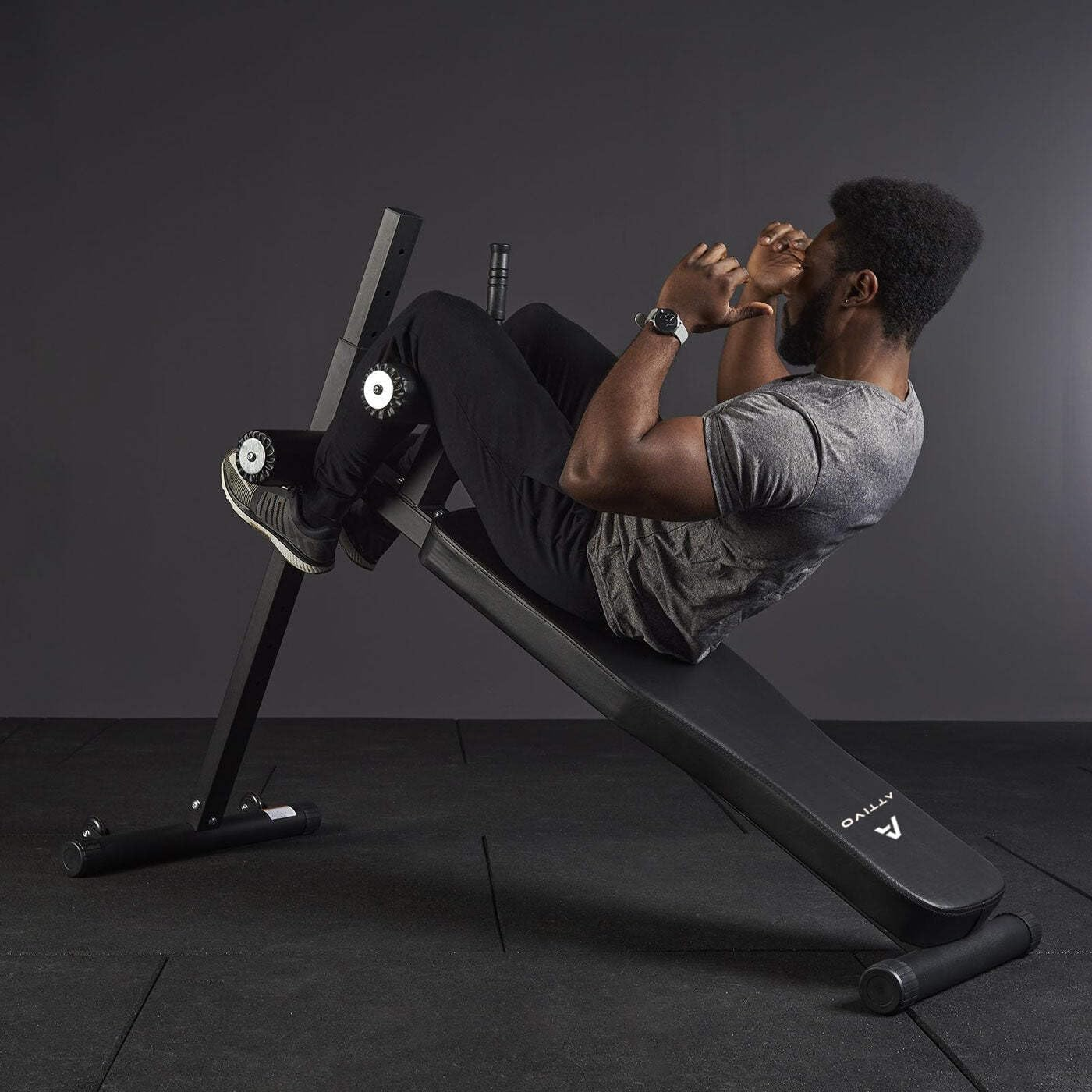 ATTIVO Sit up Bench for Core Workouts and Decline Bench Press. Adjustable Weight Bench