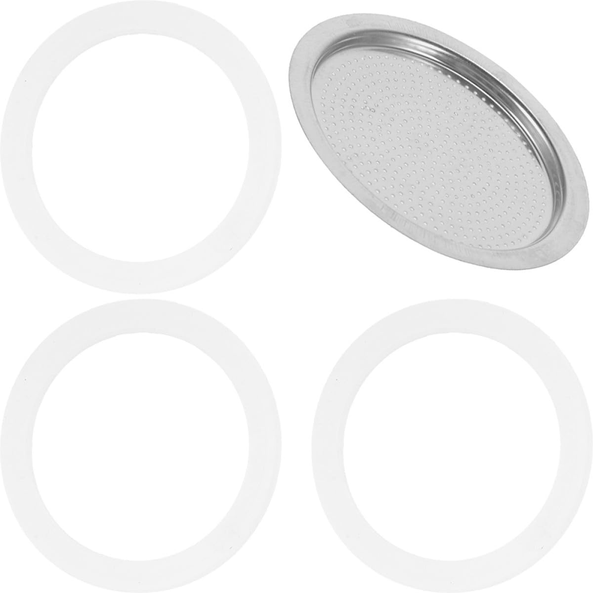 CONGARTENO Aluminum 3-Cup Stovetop Espresso Pot Replacement Gasket Set with 3 Silicone Sealing Rings and Stainless Steel Filter, Coffee Maker Accessories for Home Brewing image number 6