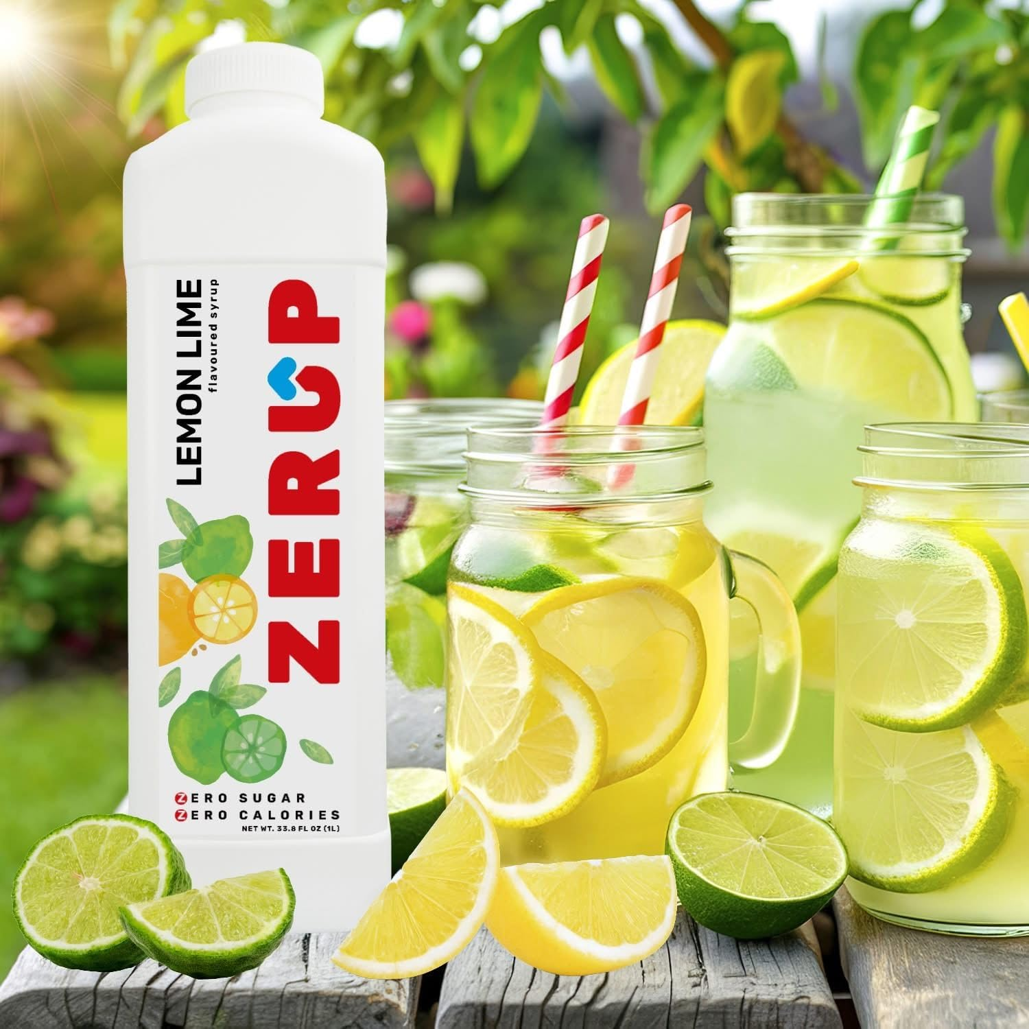 Zerup Zero Sugar Lemon Lime Flavoured Syrup 1L Bottles, Sugar Free Syrup, Lemon Lime Flavour Drink Mix, Low Calorie Flavourings for Milk Shakes, Cocktails, Teas, Gluten Free, Keto Friendly, Halal image number 2