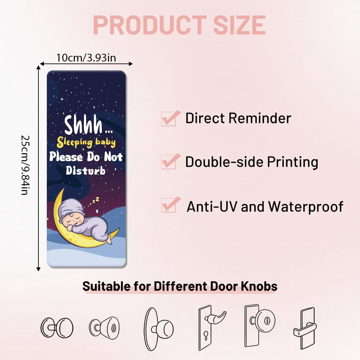 Baby Sleeping Sign for Front Door - 1 Pack Please Do Not Disturb Door Signs Do Not Knock or Ring Baby Sleeping Sign for New Born Gifts Home Nursery Baby Room 9&Prime;X4&Prime; image number 5