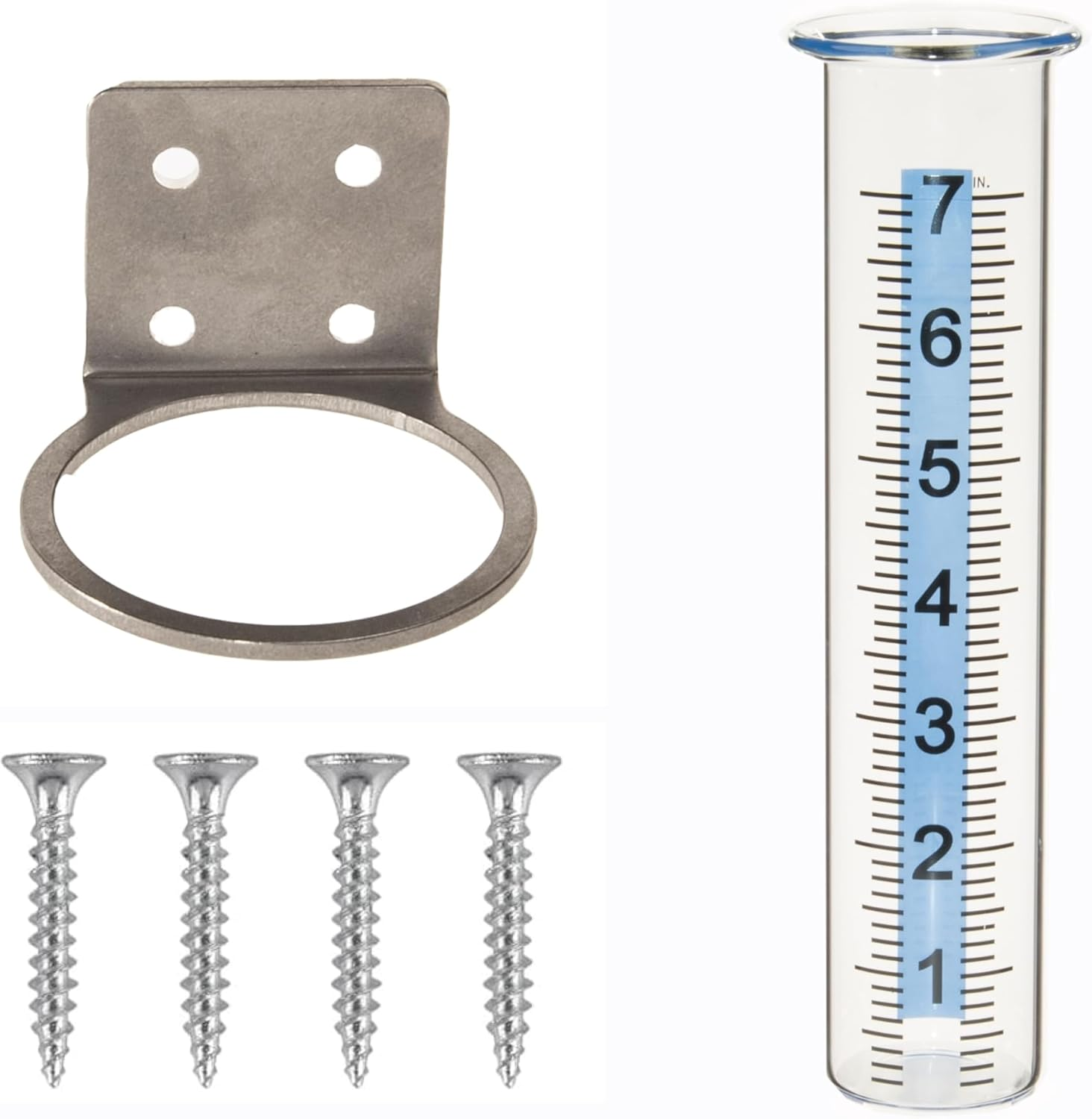 7" Capacity Rain Gauge with Stainless Steel Mounting Rack Holder, Post Mount Rain Gauge or Yard Garden Outdoor Home (Style A) image number 5