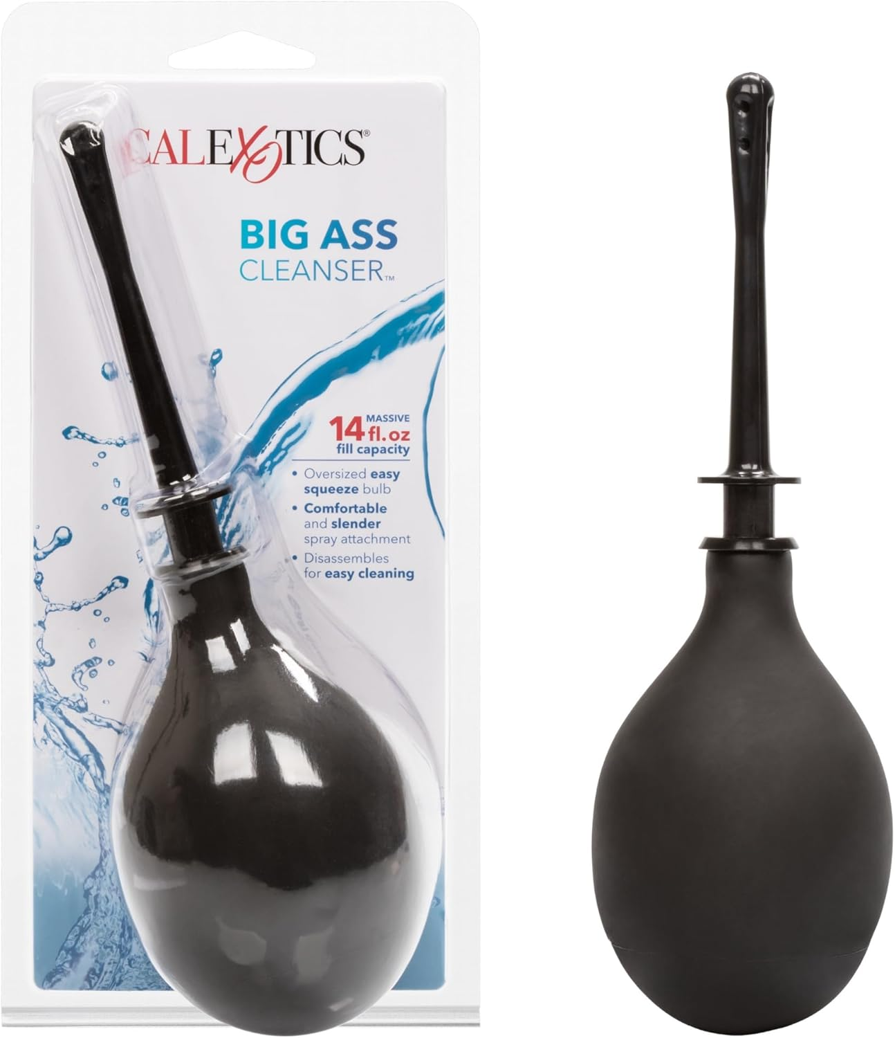 Calexotics Big Ass Cleaner - Anal Douche Enema Bulb for Men and Women &ndash; Male Water Cleaning System Set with Multi Directional Nozzle &ndash; Black &ndash; 14 Oz image number 1