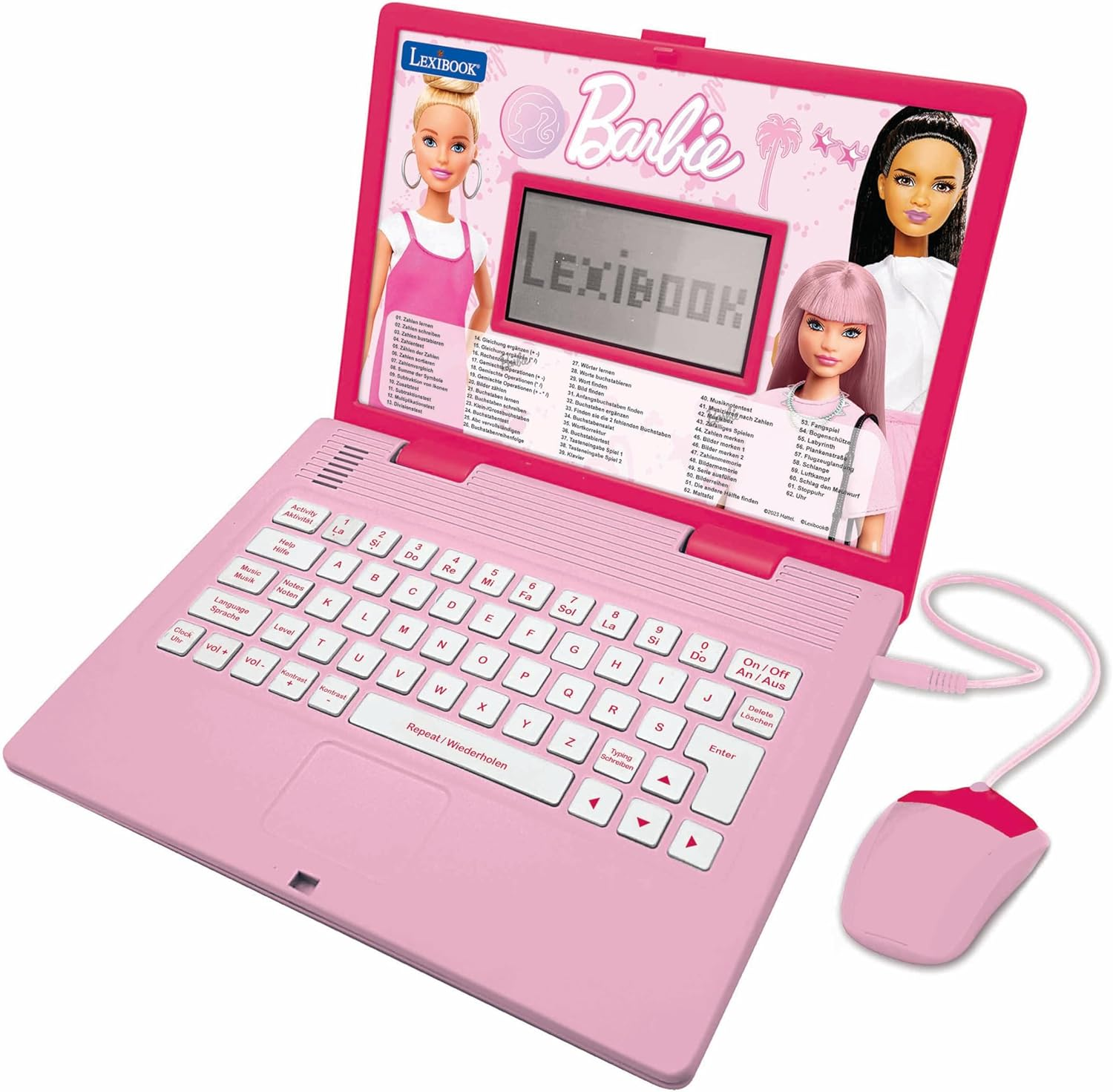 Lexibook Barbie Educational and Bilingual Laptop in English/German, Toy for Kids with 124 Activities to Learn, Play and Music, Pink, Jc598Bbi3 image number 5