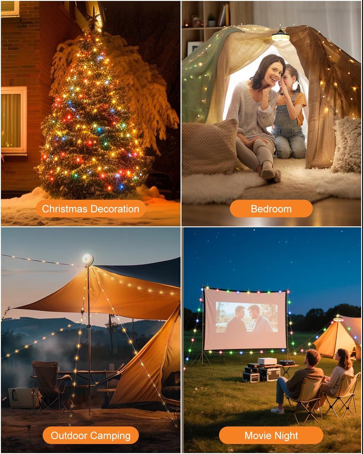 ALITOVE Camping String Light Portable Rechargeable Lantern with 8 Modes Lighting Quick Storage Camping Lights Tent Light for Hiking Rvs Parties(Camping Essentials Gear)