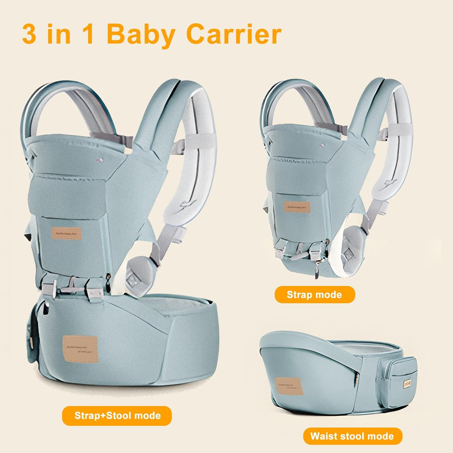 Baby Carrier, Timkos Baby Wrap Carrier 3-In-1 Baby Carrier with Hip Seat, Breathable Baby Sling Wrap Swaddle with Removable Anti-Uv Cloth (For 0-36 Months Newborn) image number 4