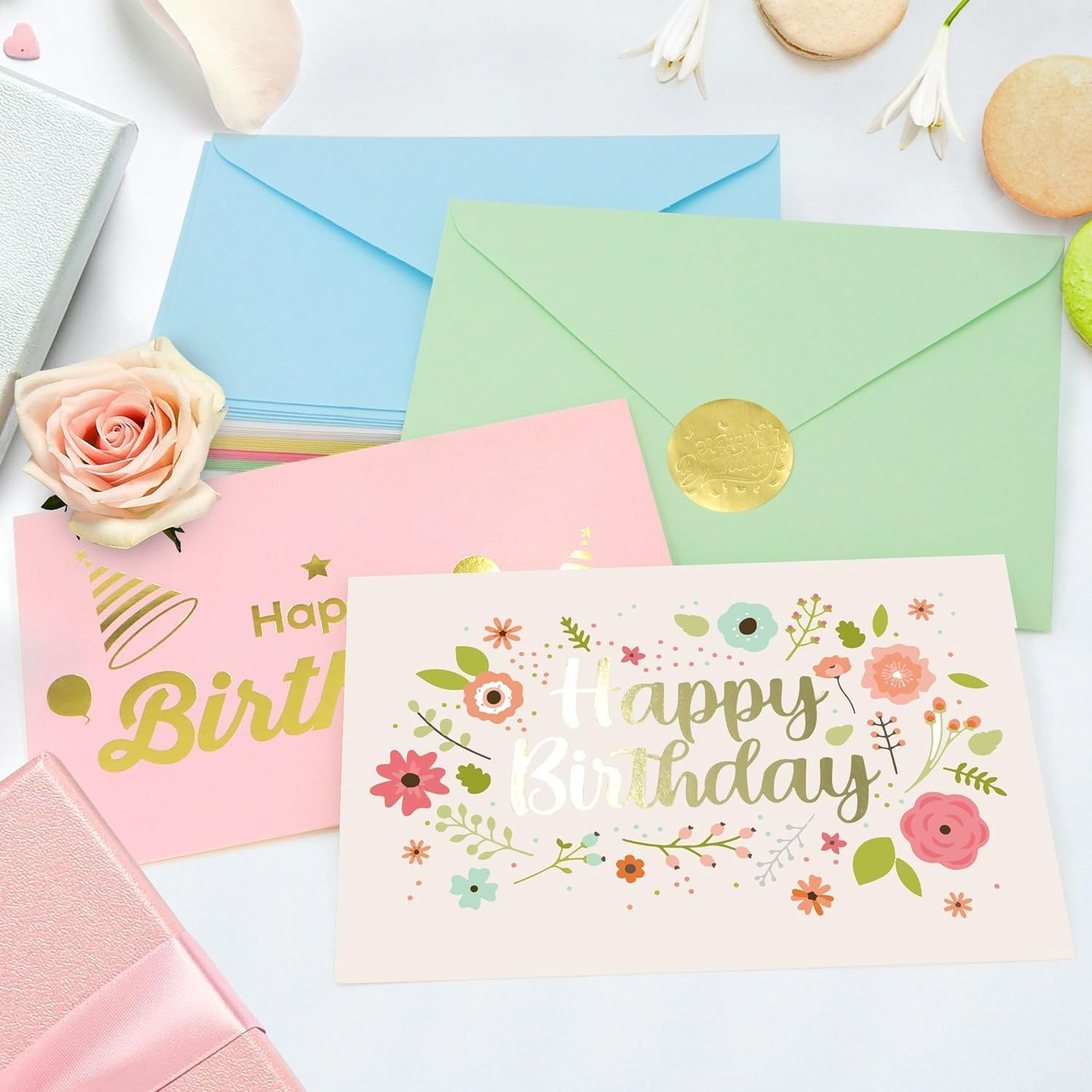 100 Pcs Happy Birthday Cards Bulk with Envelopes, Box of Birthday Cards Assorted Birthday Cards Pack Funny Assortment Greeting Cards for Kids and Adults image number 2