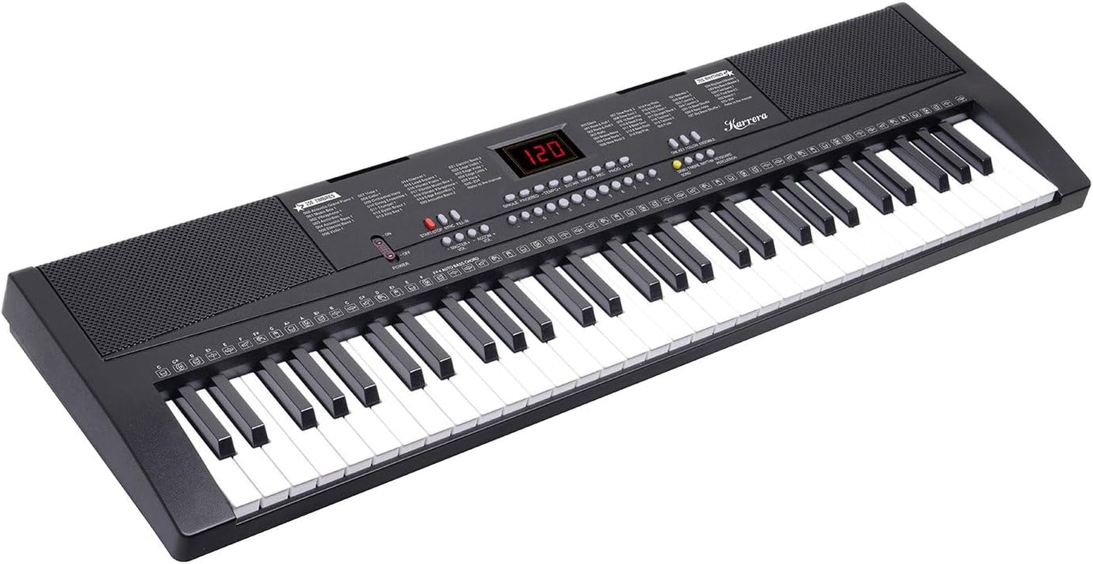 Karrera 61-Key Electronic LED Keyboard 75Cm Portable Piano in Black with Microphone Input, Headphone Output, 255 Timbres & Rhythms