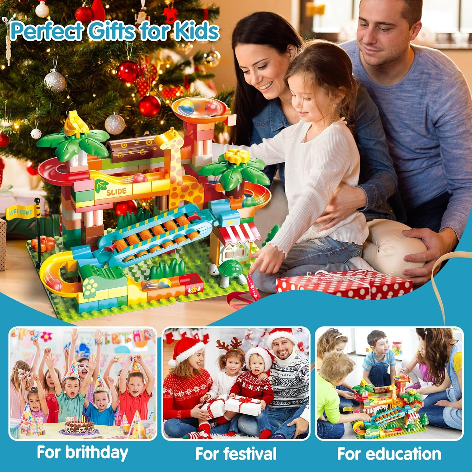 REMOKING Large Marble Run Building Blocks,109Pcs Puzzle Race Track Compatible with All Major Brands,Construction Building Big Blocks Toys,Stem Learning Toy,Gift for Kids Boys Girls Age 3 4 5 6 7+ image number 3