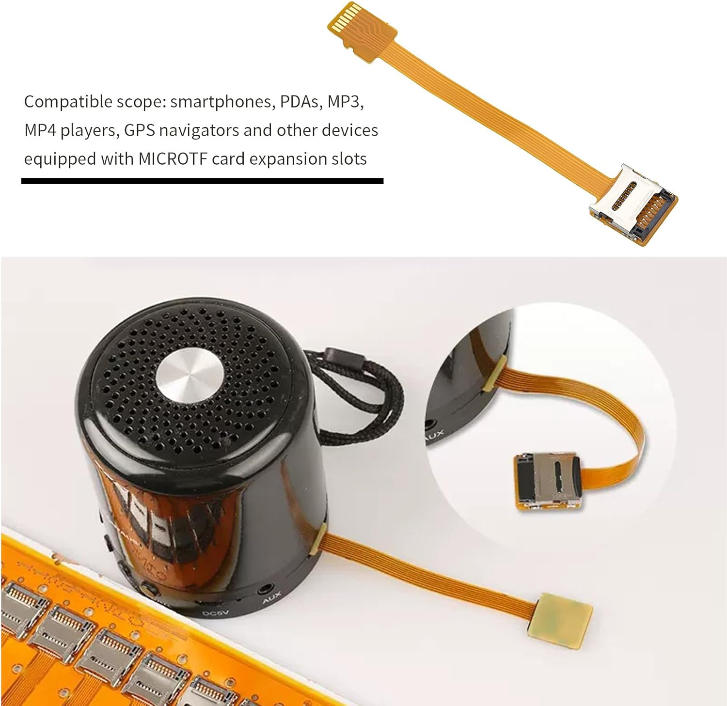 Emagtech TF Memory Card Micro SD Extension Cable Compatible with Micro TF Card Smartphones PDA MP3/MP4 Player GPS Flat FPC Extender Cable 9.4Cm image number 4