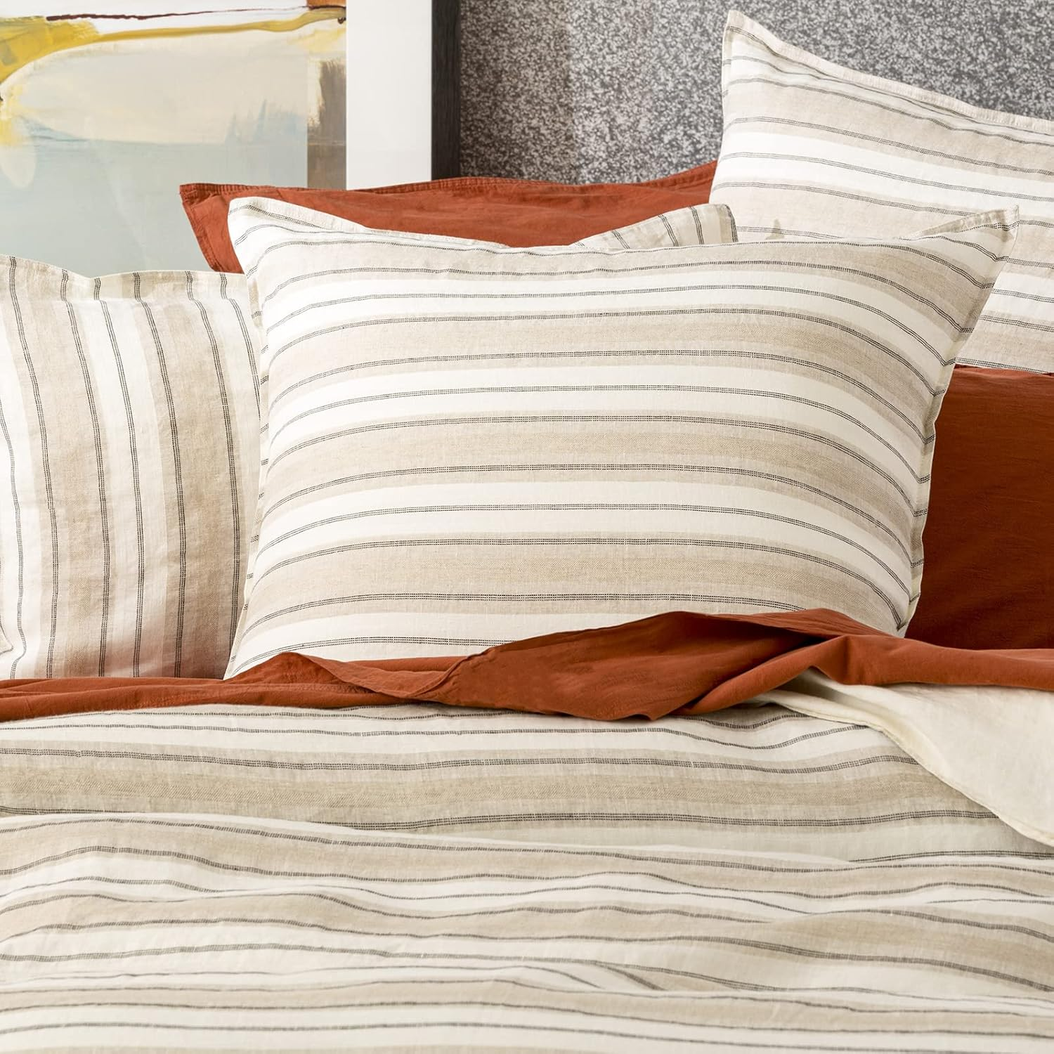 Renee Taylor Bardot 65Cm Pillowcase Cover Yarn Dyed French Linen Euro Bedding image number 2