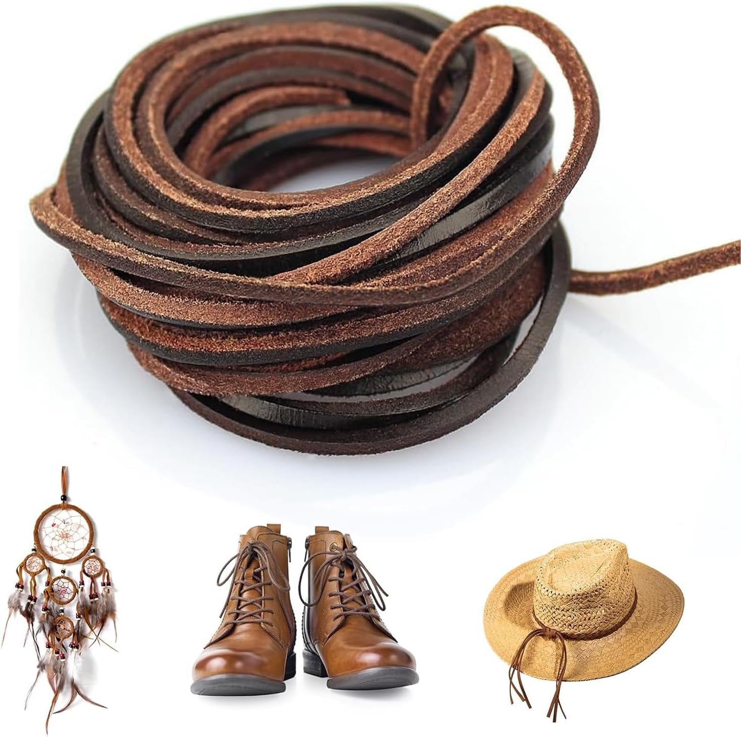 Wentworth 3Mm Flat Genuine Leather Cord, Dark Brown Leather String for Jewelry Making, Craft Bracelets, Necklaces, Braiding, DIY Projects (5 Yards) image number 1