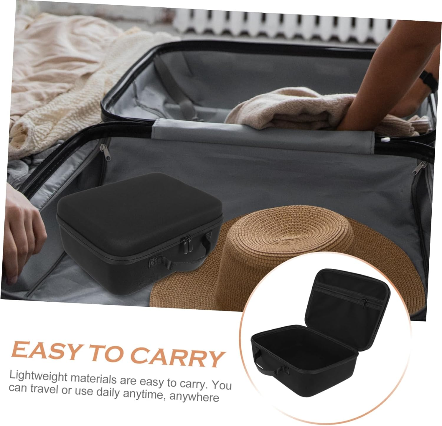 Hohopeti Portable Hair Dryer Carrier Case Storage Travel Bag for Hair Styling Tools Straightener Curler Organizer Protective Toiletry Bag image number 1