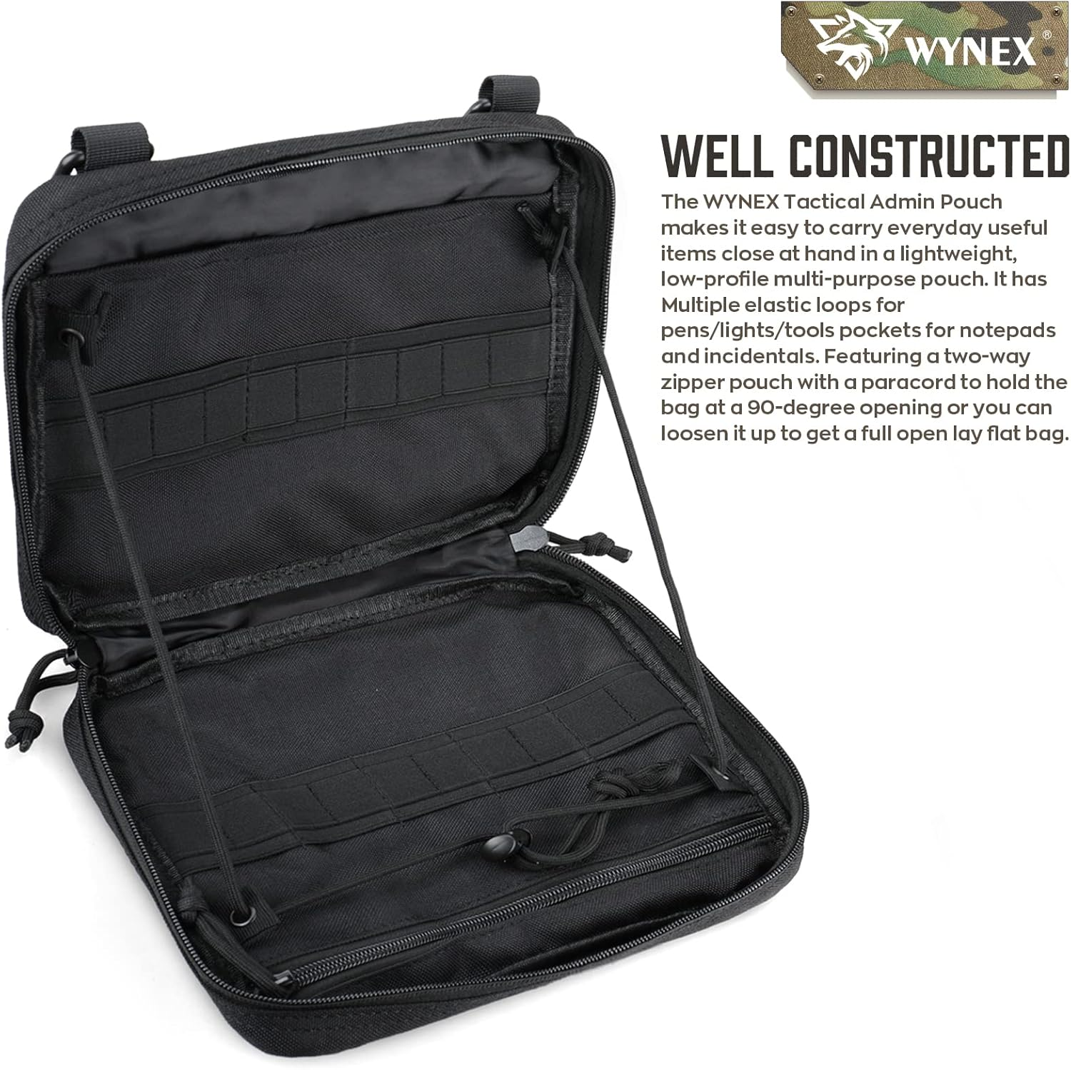 WYNEX Tactical Admin Molle Pouch, Medical EDC EMT Utility Bag Shell Design Attachment Pouches 1000D Nylon Hiking Belt Bags Waterproof - Black (Upgrade) image number 2