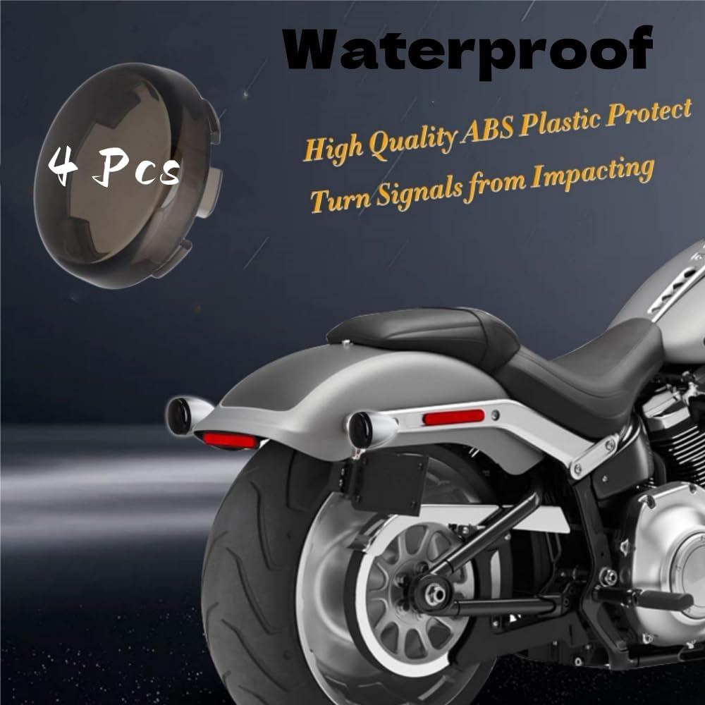 4Pcs 2Inch Smoke Bullet Turn Signal Light Lens Cover,Anti-Scratch Lenses Fit for Harley Touring Street Glide Road Glide Road King Electra Glide Softail Dyna Sportster Iron883 1200 image number 5