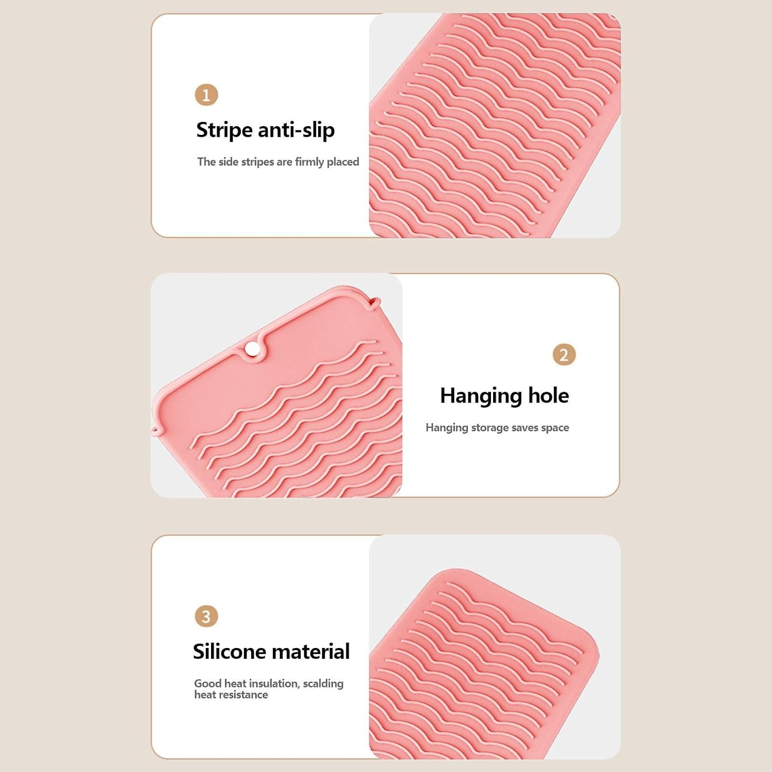 Heat Resistant Straightener Pad | Travel Hair Straightener Mat | Portable Heat Resistant Silicone Mat for Hair Styling Tools, Flat Irons and Curling Irons Pochy image number 2