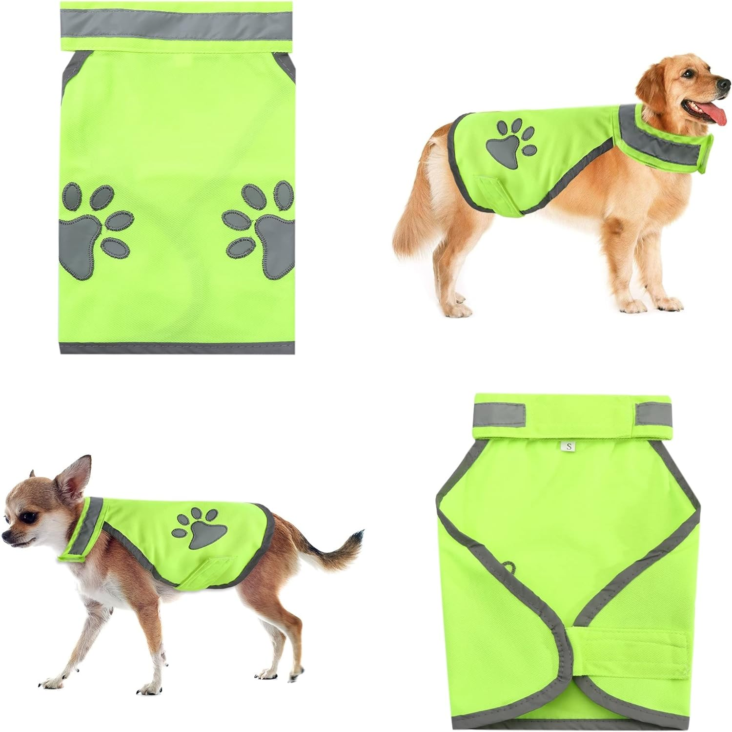 Store Yellow Hi-Vis High Visibility Fluorescent Dog Pet Puppy Safety Vest 5 Sizes Reflective Top Hi Vis Night Jacket Coat Shirt Size L image number 2