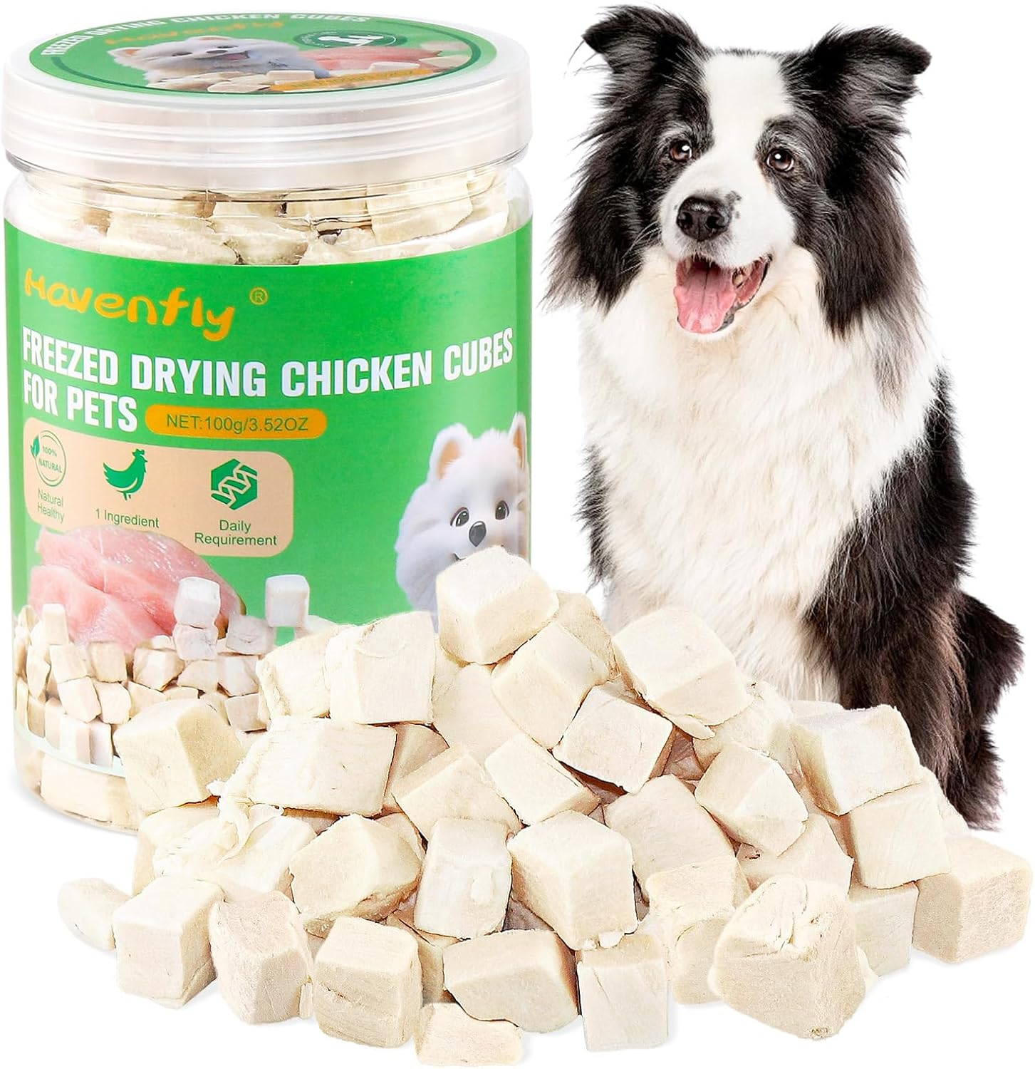 Freeze-Dried Chicken Cat Treats, 100G Chicken Cube Snacks for Pets, Single Ingredient Chickens Dog Training Treats image number 3