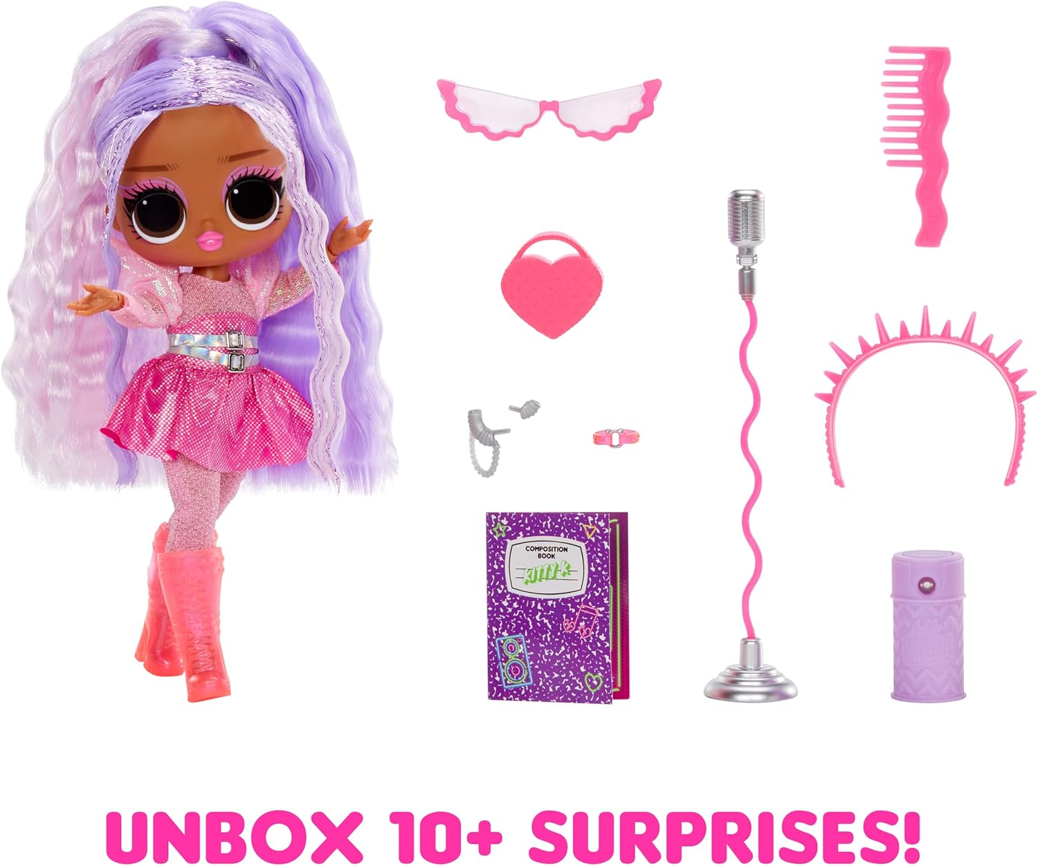 L.O.L. Surprise! Tweens Neon Pop Stars - Kitty K - 1 Fashion Doll, with Backlight Surprises and 10+ Pop Star Fashions and Accessories Including Retro Mic Stand, Ideal Present for Kids Ages 4+ image number 1