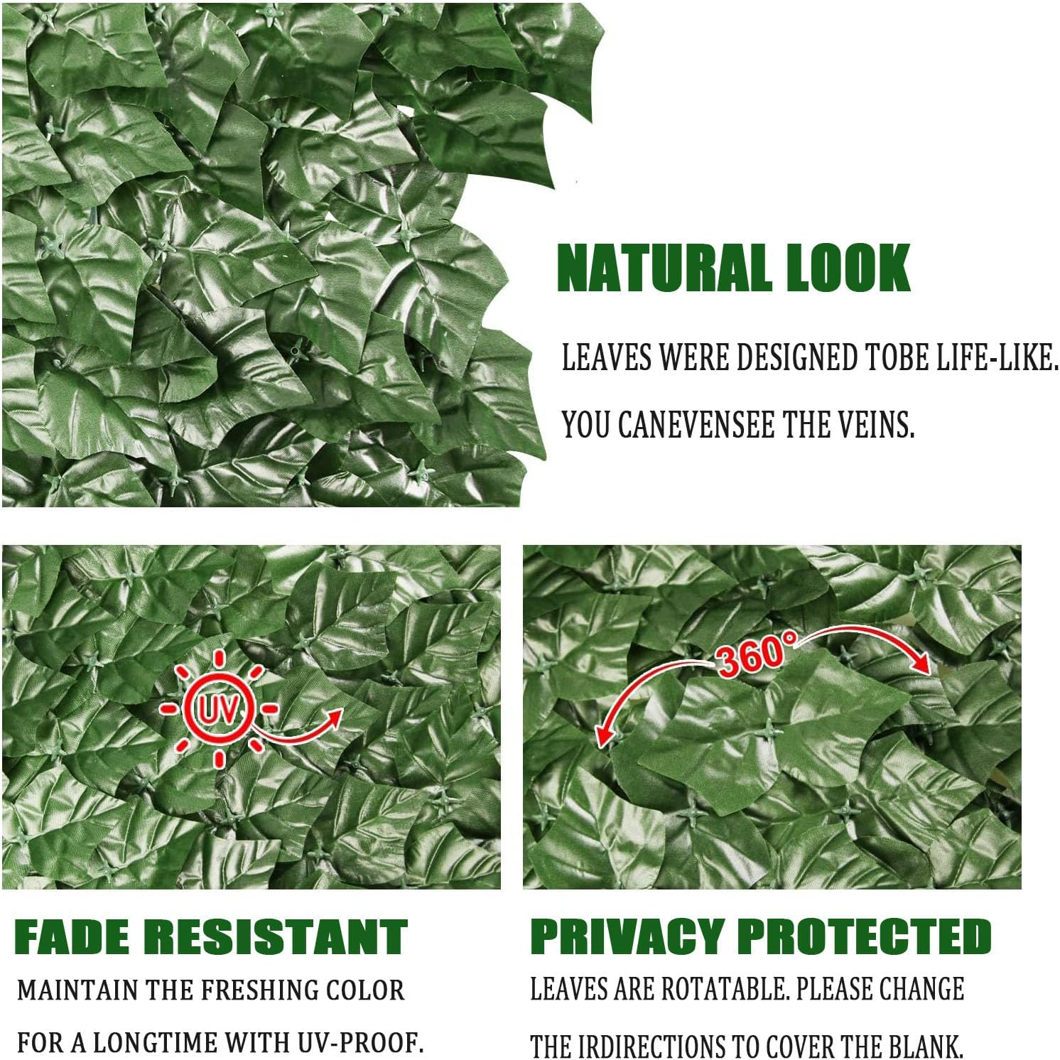 Lxcshljx Artificial Ivy Privacy Fence Screen, 118X40 in Artificial Hedges Fence, Faux Ivy Vine Leaf Greenery Wall Screen, Trellis Fence Leaves Covering Panels for Outdoor Porch Garden Patio Decoration image number 1