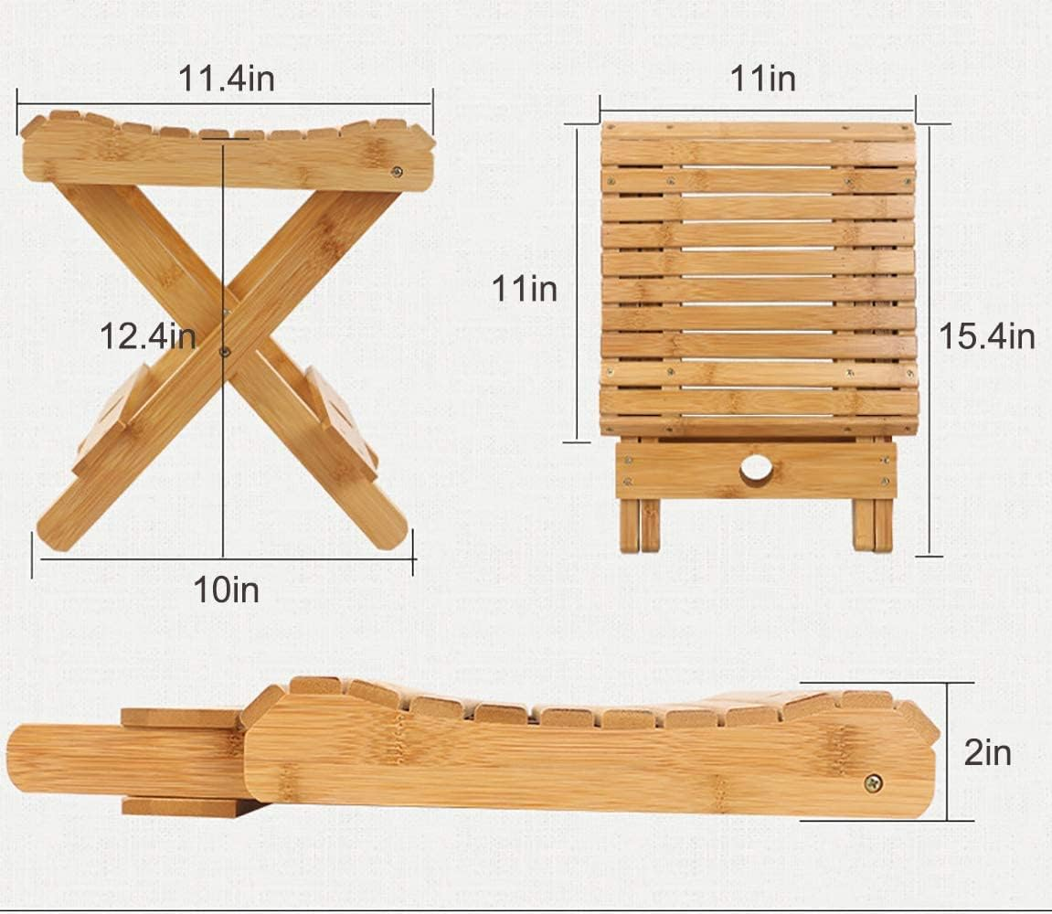 Jaycomey Bamboo Folding Stool for Shaving Shower Foot Rest, Foot Stools for Shower, Portable Wooden Shower Chair, Foldable Shower Seat for Bath, Fully Assembled 12.4 in Height image number 4