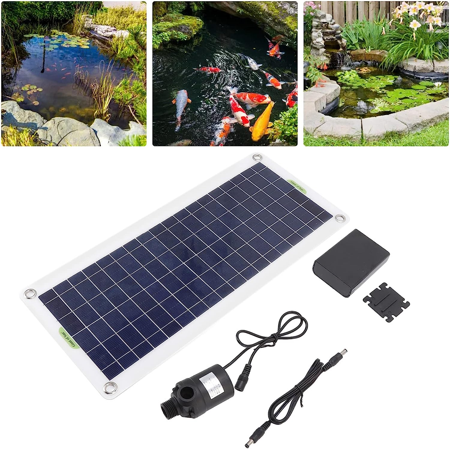 30W Solar Water Pump Kit with Polysilicon Panel for Sun-Powered Fountains, Ponds, Hydroponics, and Gardens