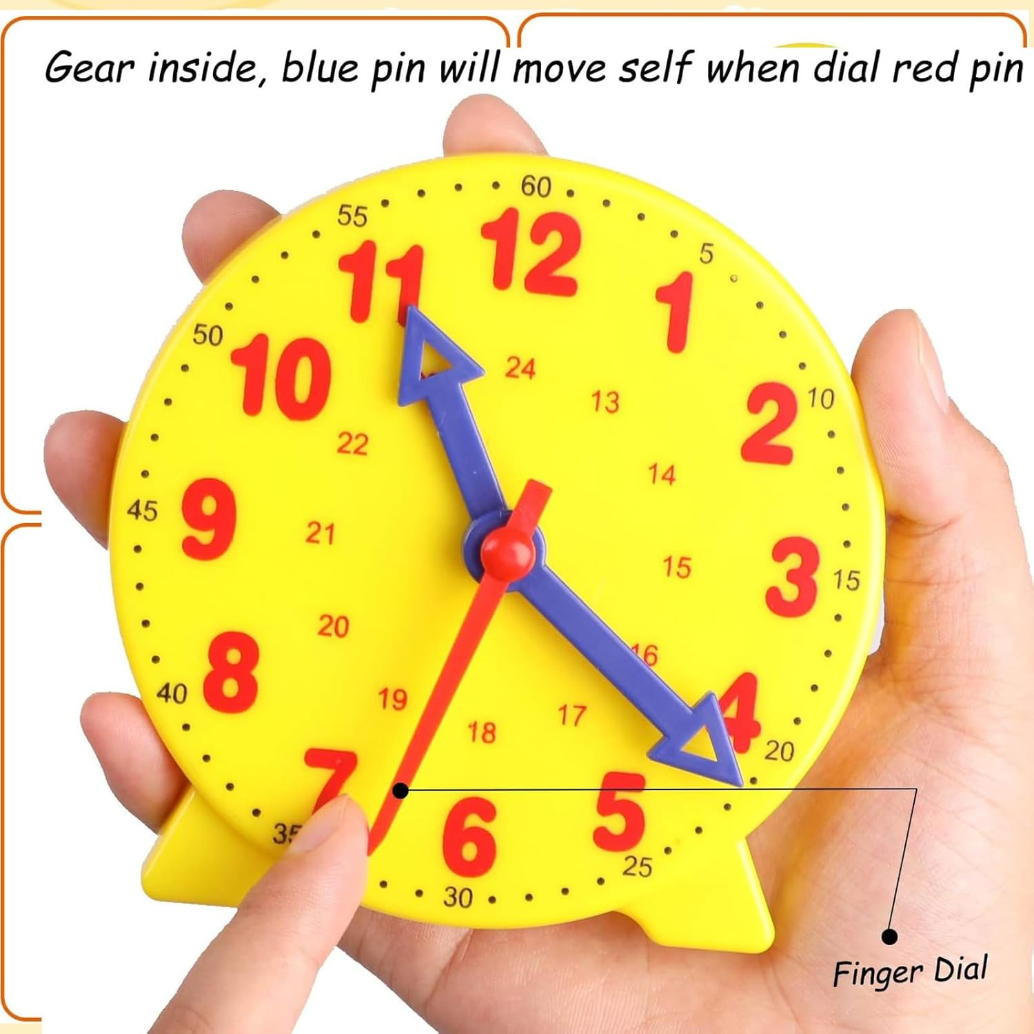 MOAZIFI Children'S Learning Clock Set, Clock Learning for Children from 6 and 8, Educational Toy with 24-Hour Format, 12 Cards & 3 Dice for Primary School, School Gift image number 2