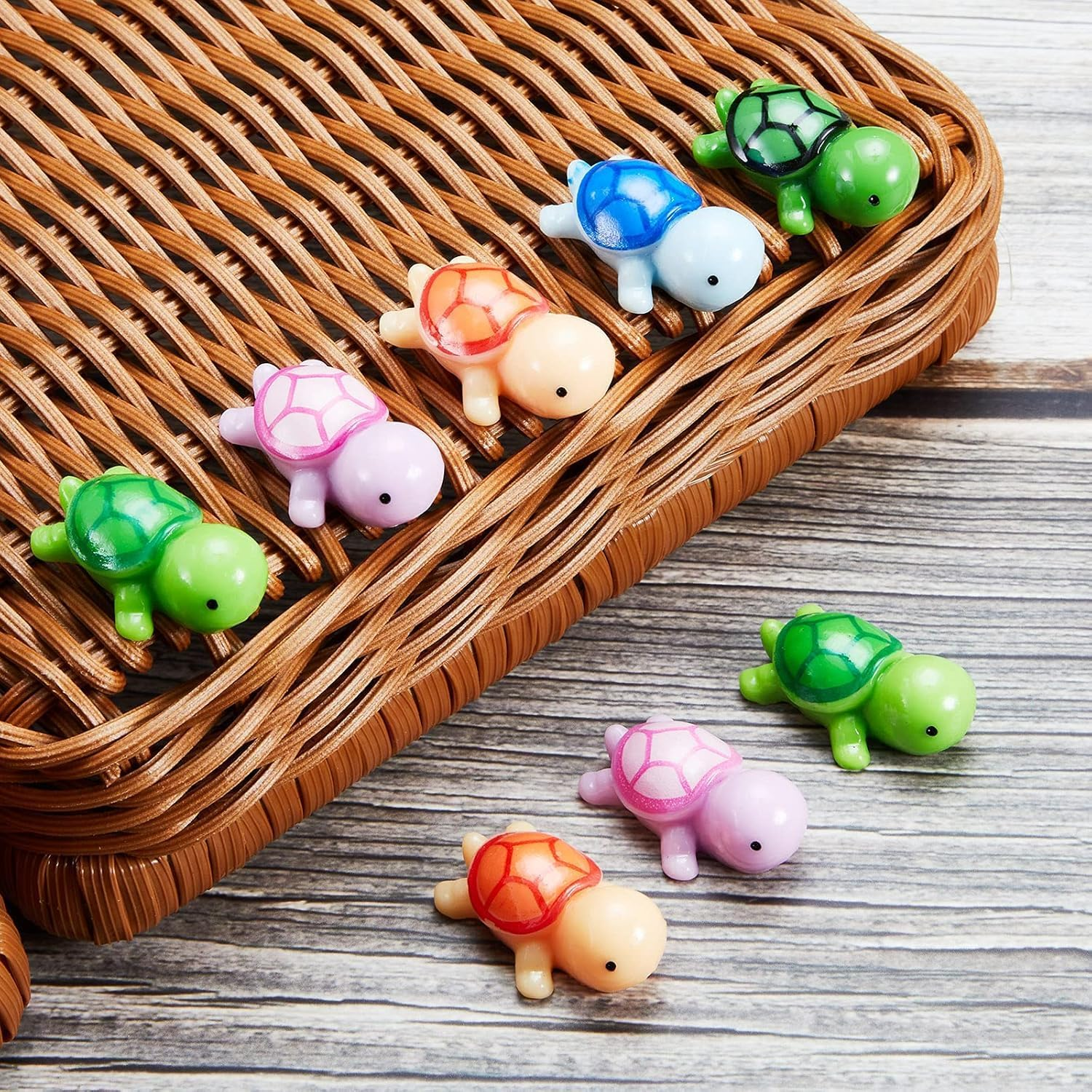 100 Pcs Mini Animals Miniature Resin Figurines in the Mini Animals Garden Miniature Moss Landscape DIY (Turtle) image number 5