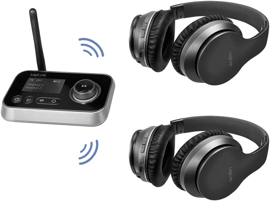 Logilink BT0062 - Bluetooth 5.0 Audio Transmitter and Receiver (Transmitter and Receiver) to Equip Non-Bluetooth Devices with Bluetooth, Pair 2 Headphones Simultaneously, Black image number 6