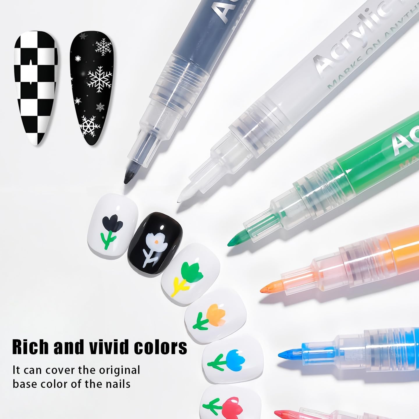 Quick Dry Fine Tips Nail Art Pen, Nail Varnish Pens for DIY Manicure, Nails Drawing Pen for Diy,White Nails Pencil, French Tip Stamp Pens, Manicure Tools(White) image number 1