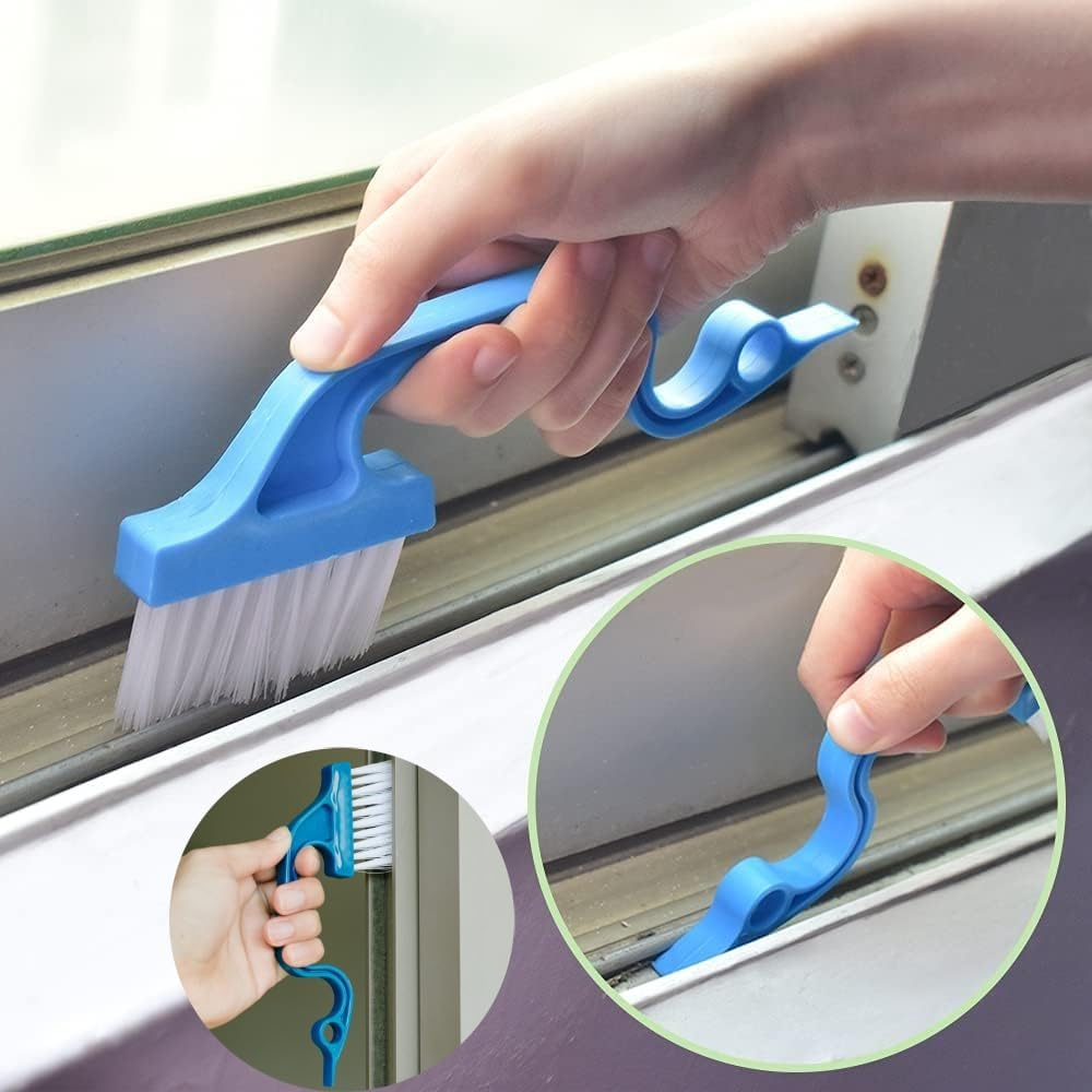 Blue Handheld Mini Blinds Cleaner Shutters, Curtain Brush Dust Remover Orange with 7 Removable Microfiber Sleeves, Air Conditioning Home Gadgets, Car Vents, Fan Shutters (Blue, with 7 Blades) - Orange image number 2