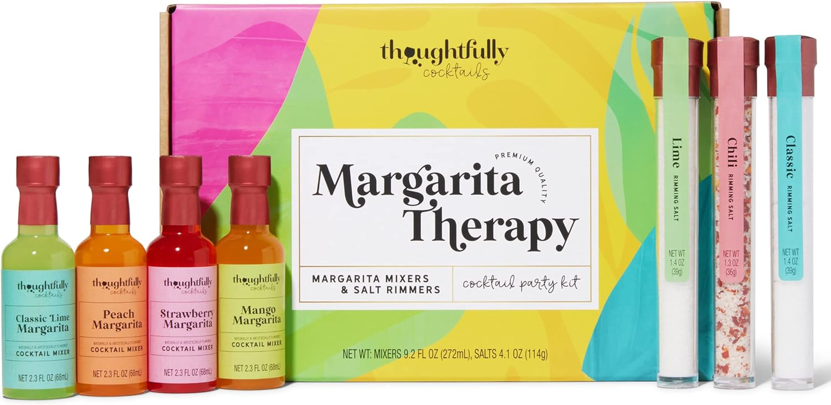 Thoughtfully Cocktails, Margarita Cocktail Therapy Gift Set, Margarita Mixer Set Includes 4 Margarita Cocktail Mixers and 3 Salt Rimmer Flavors, Set of 7 (Contains NO Alcohol) image number 5