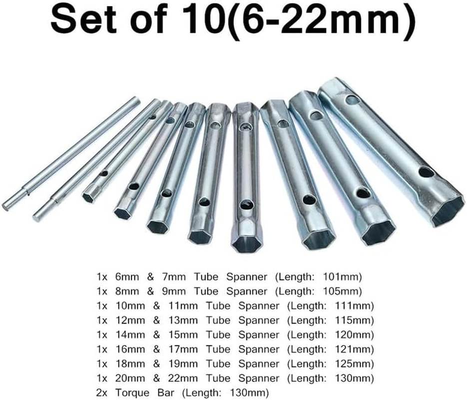 Double Ended Socket Wrench Socket Plumber Rear Nut Tap Spark Plug Wrench Set Extended Spark Plug Wrench 6-22Mm(10Pcs) image number 2