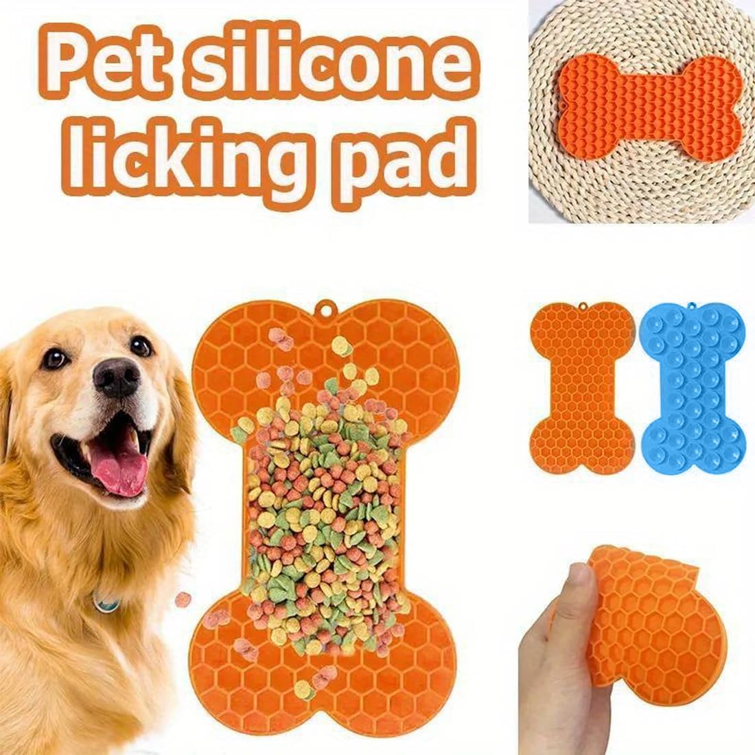 EIH Pack of 2 Dog Lick Mat with Suction Cup, Lick Mat Dog Bpa-Free, Lick Mat Cat, Slow Feeder Dog Lick Mat, Bone Shape, Dog Toy, for Dog Bathing, Training, Grooming and Claw Care, Red, Cm image number 4