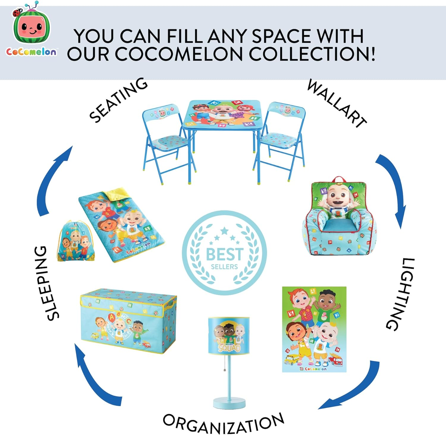 Idea Nuova Cocomelon Collapsible Children&rsquo;S Toy Storage Trunk, Durable with Lid - Encanto image number 1