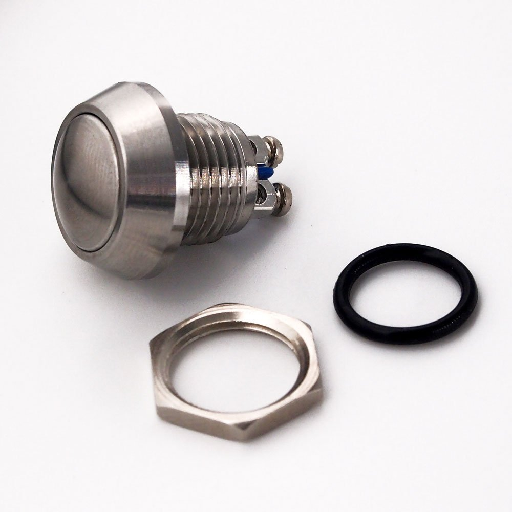 Momentary Push Button Switch, URTONE UR123, 1NO SPST DC/AC 36V 2A Stainless Steel Metal Shell Suitable for 12Mm 1/2" Mounting Hole - Silver image number 6