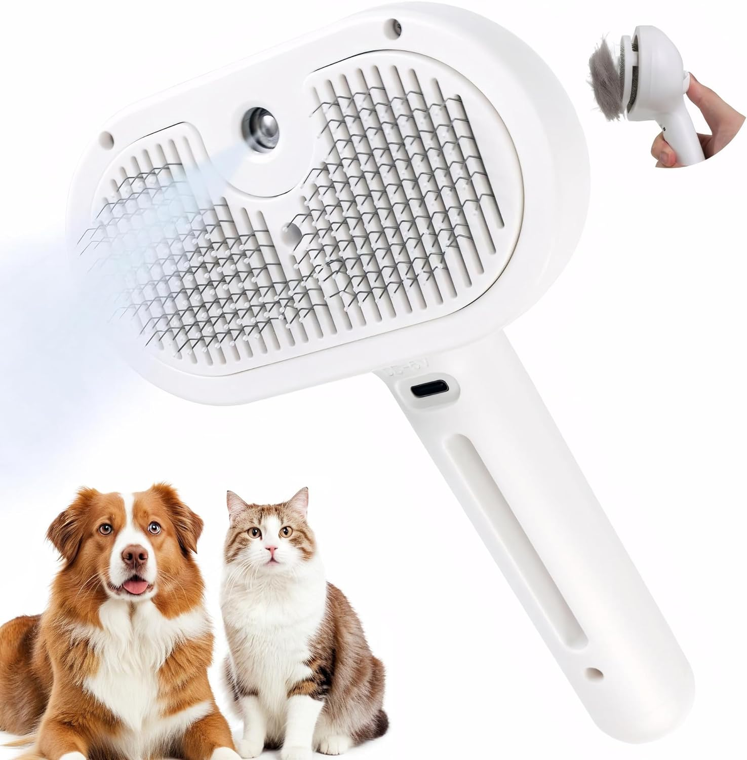 Cat Steam Brush, Dog Comb for Shedding and Grooming, Pet Spray Hair Removal Brush Suitable for Indoor Short Long Hair Dogs Cats image number 3