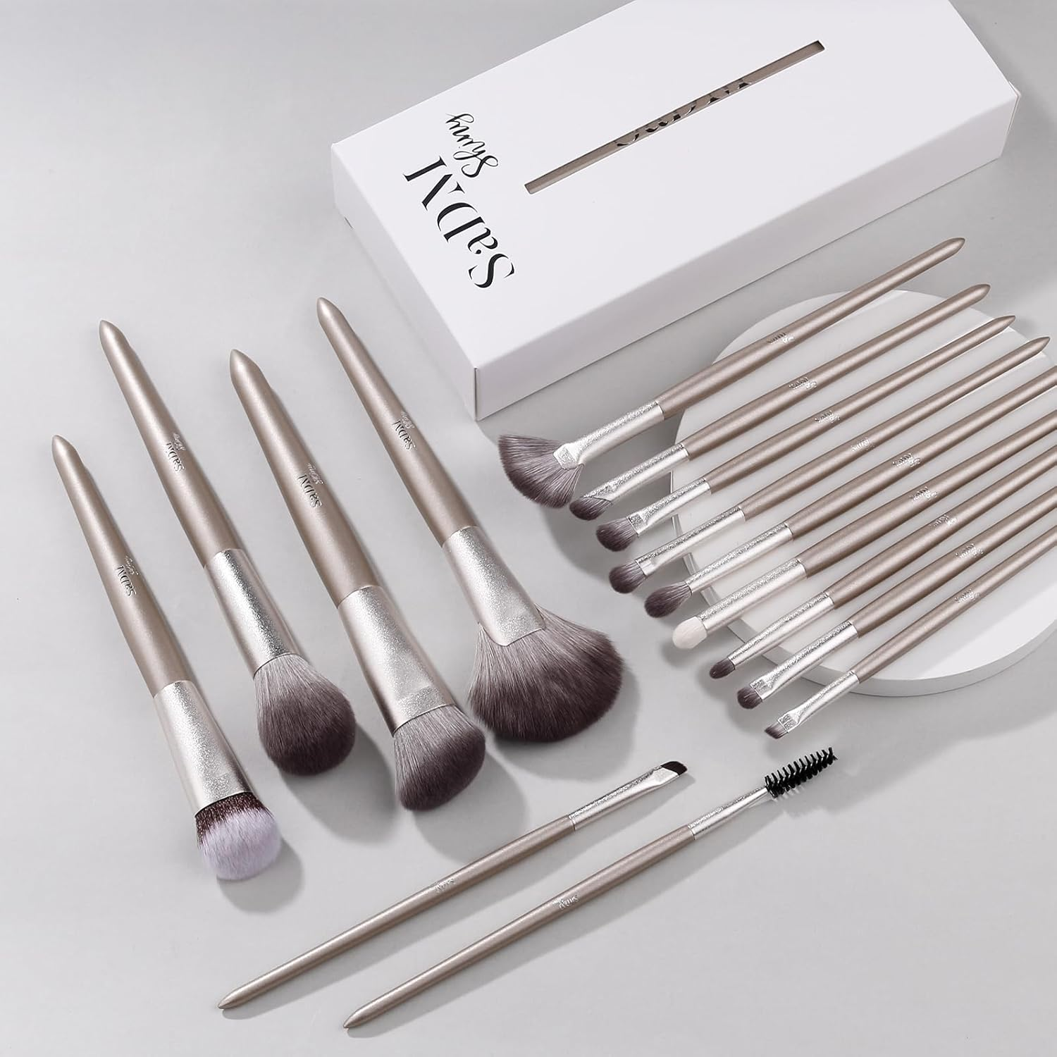 Makeup Brush Set (15 Pieces) - Includes Foundation, Powder, Concealers, Highlighter, Contour, Eye Shadows & Blush Makeup Brushes - Face & Eye Make up Brushes with Synthetic Bristles image number 6