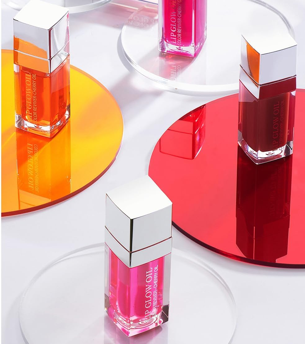 2 Colors Hydrating Plumping Lip Glow Oil - Moisturizing Gloss, Transparent Glossy Primer, Tint for Care and Dry Lips (006#+020#) - 012+015 image number 5