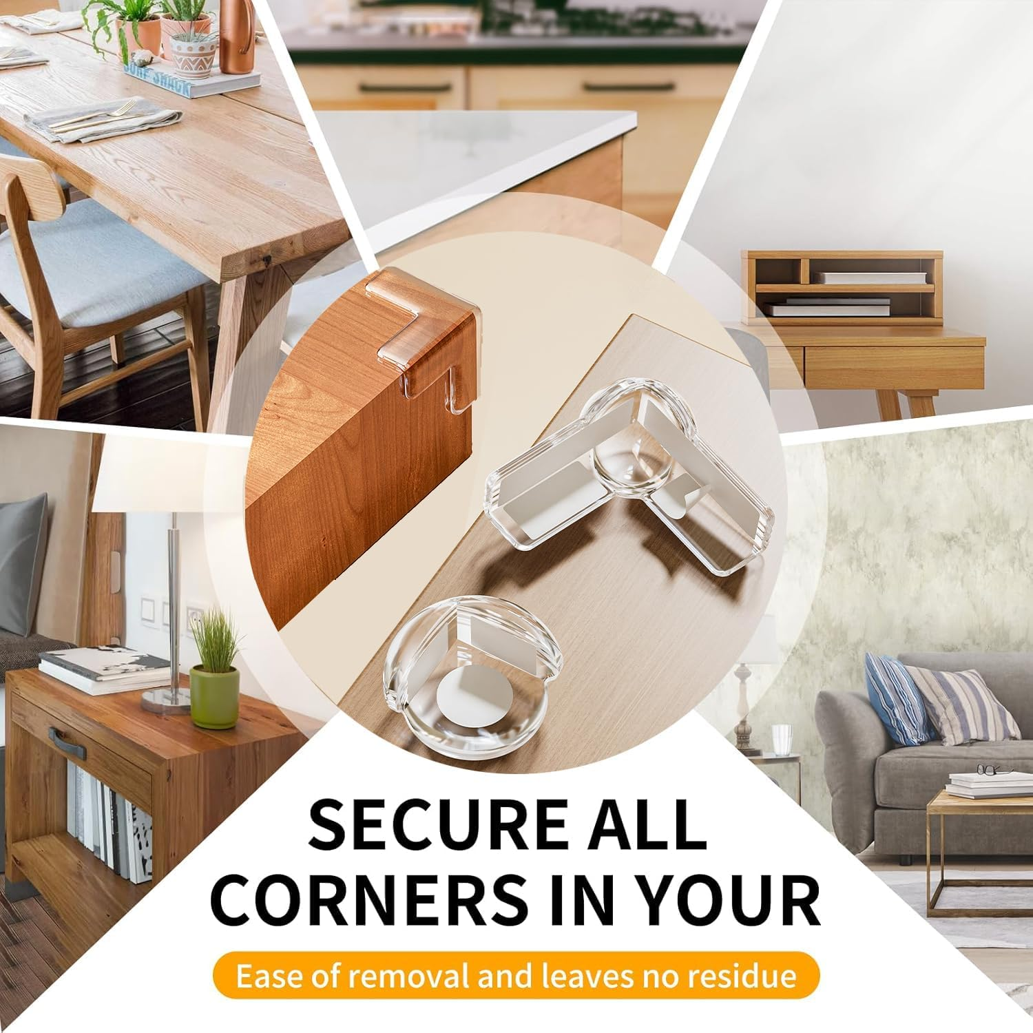 MATHARAGO 20 Pcs Corner Protectors, Safety Corner Guard for Baby, Clear and Transparent Cushion to Cover Sharp Furniture and Table Edges(Round & T & L Upgrade) - Clear-002 image number 3