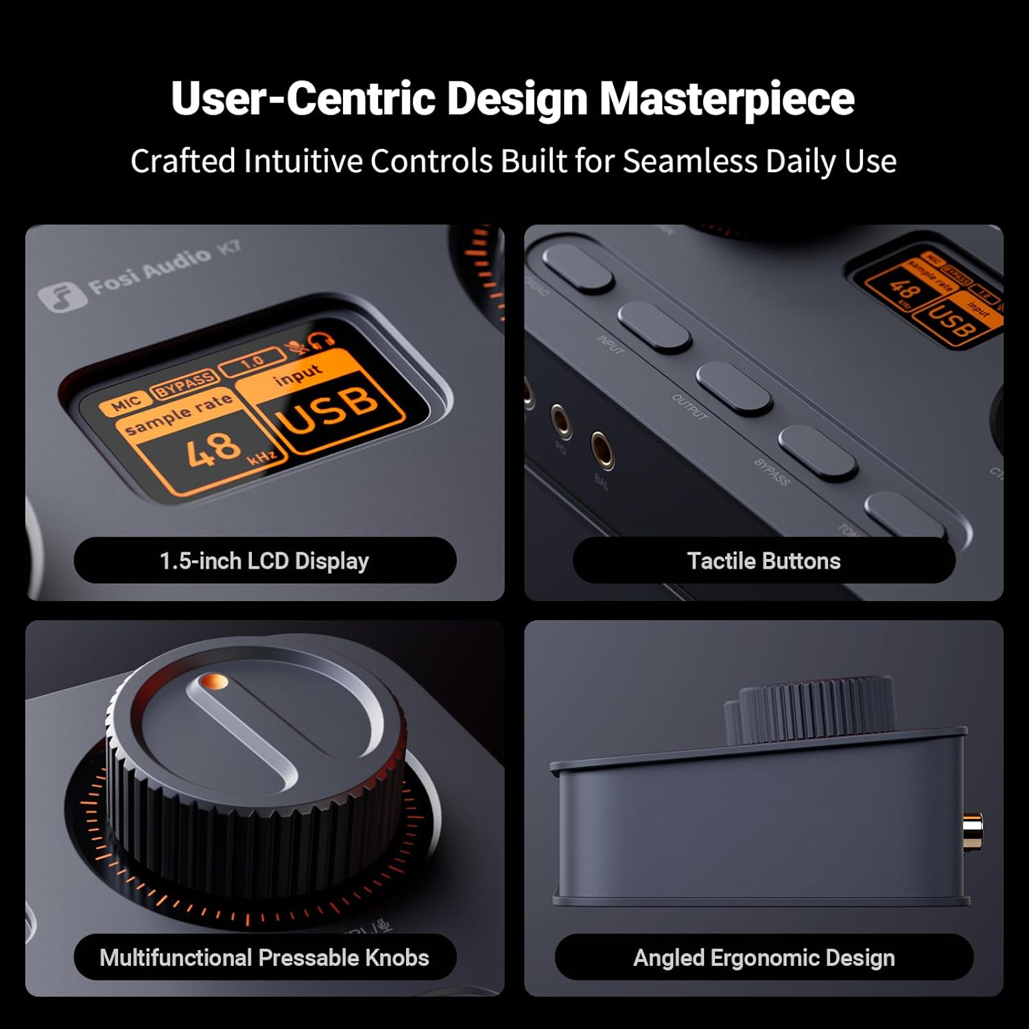 Fosi Audio K7 DAC Headphone Amp, Desktop USB C Digital to Analog Audio Converter for Workspace and Gaming PC PS5, Optical/Coaxial/Bluetooth Aptx HD Ll/Microphone Input, 3.5Mm/4.4Mm Balanced/Rca Output image number 5