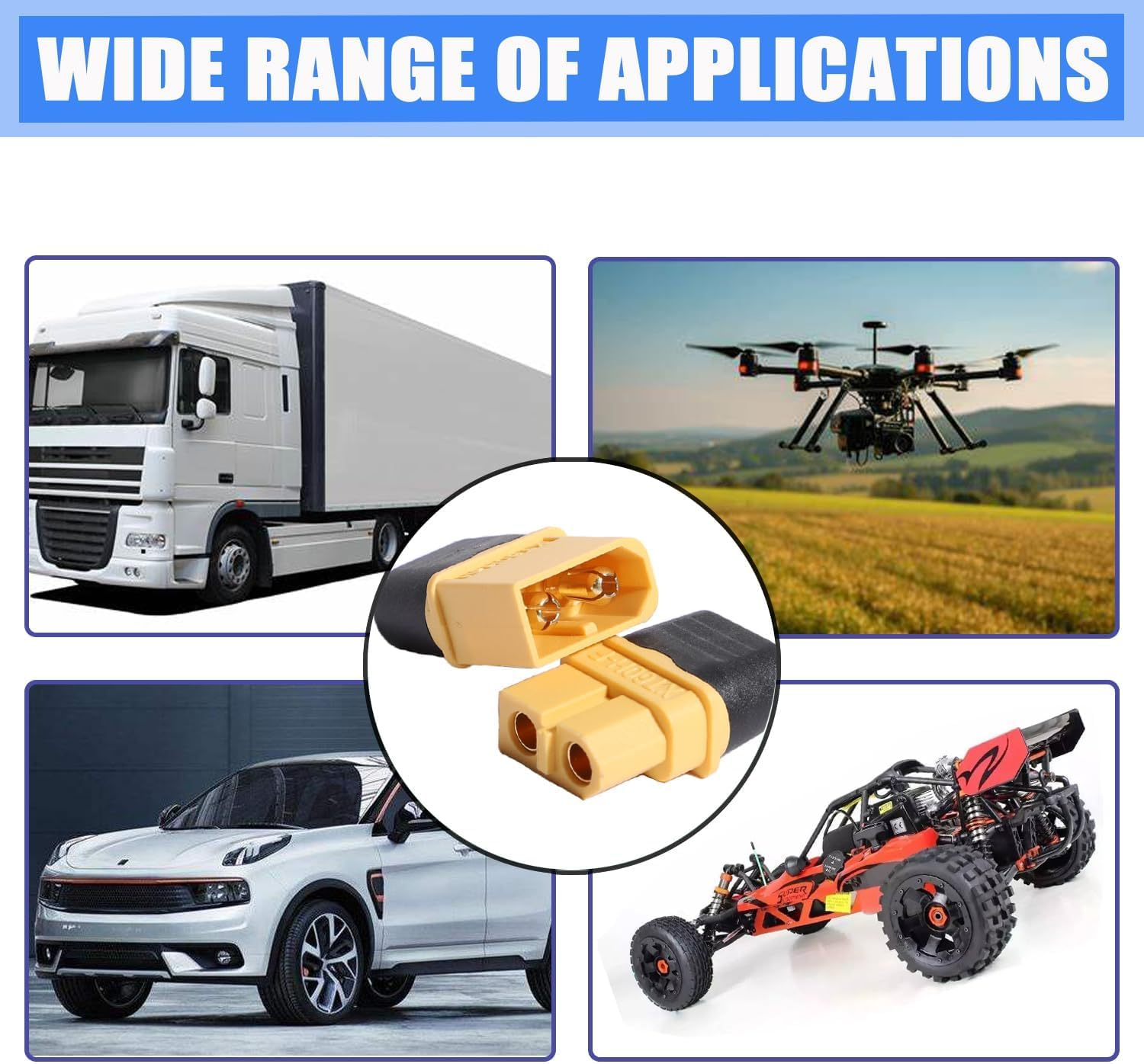 XT60H Connectors (XT60 Upgraded) Male Female Plug Sheath with Sheath 10 Pairs image number 2