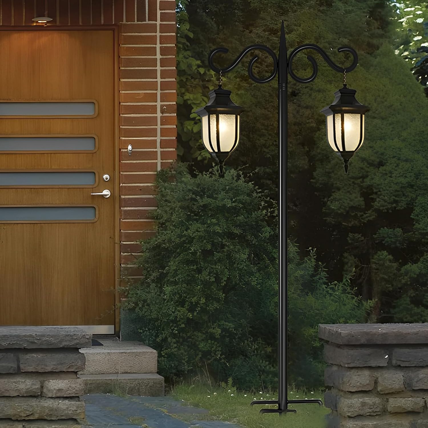 Shepherd Hooks Outdoor, 76 Inch with 5 Prong Base, Heavy-Duty Metal Bird Feeder Pole Stand for Hanging Plant, Flower Pots, Lanterns, Wind Chime, Weddings Decor image number 6