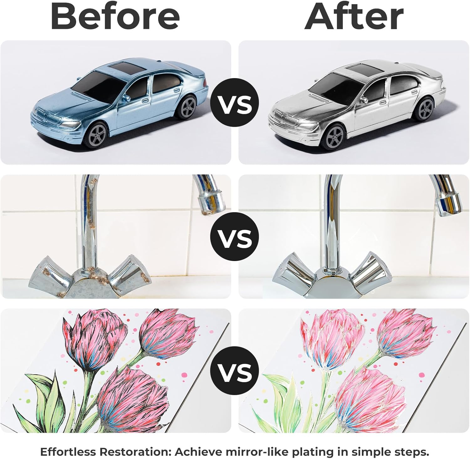 Ohuhu Chrome Paint Pen 3 PCS: Silver Liquid Chrome Markers with Gloss Mirror Water-Proof Lightfast Permanent Paint Markers for Repairing Metal Glass Plastic Car Tire DIY Crafts image number 6