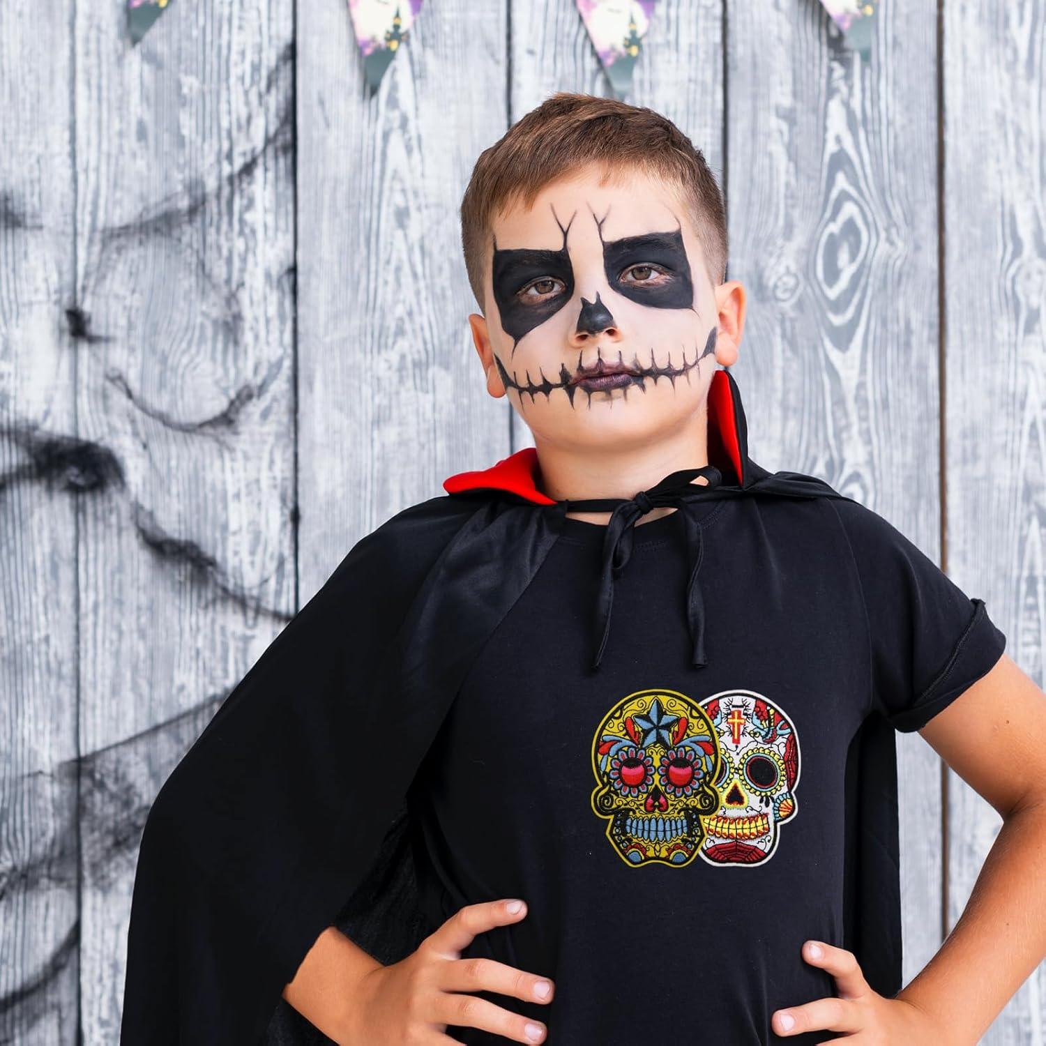 HEYTRCO 6PCS Sugar Skull Iron on Patches, Calavera Embroidered Repair Patches for Clothes, Custom Vintage Day of the Dead Applique for Hats, Jeans, Jackets, Bags, Backpacks, Dress image number 5