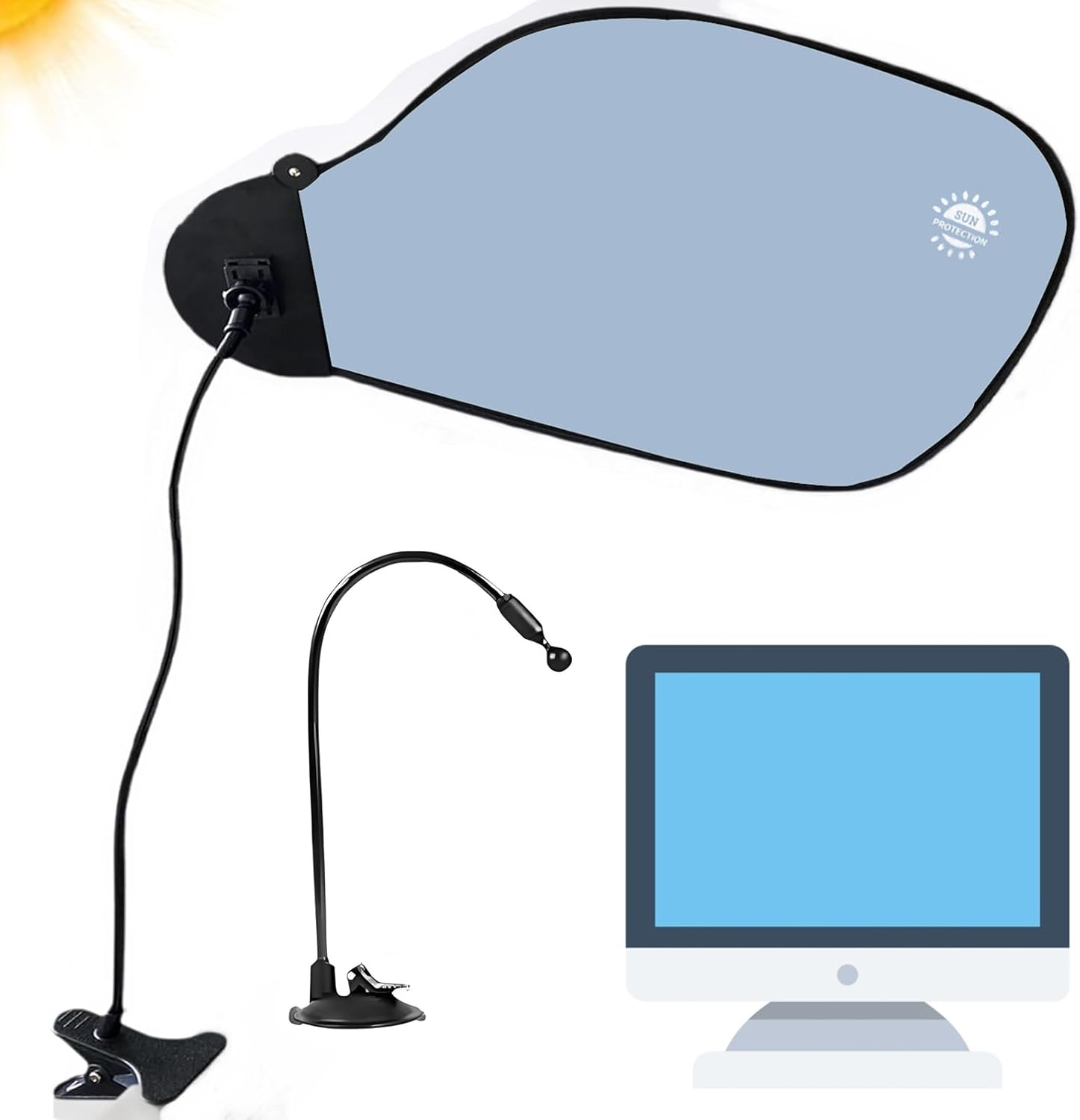 Adjustable Office Cubicle and Desk Shade - Flexible Desk Light Blocker for Privacy, Glare Reduction & Comfort, Laptop Sun Shade for Working outside Essential Office Desk Accessory