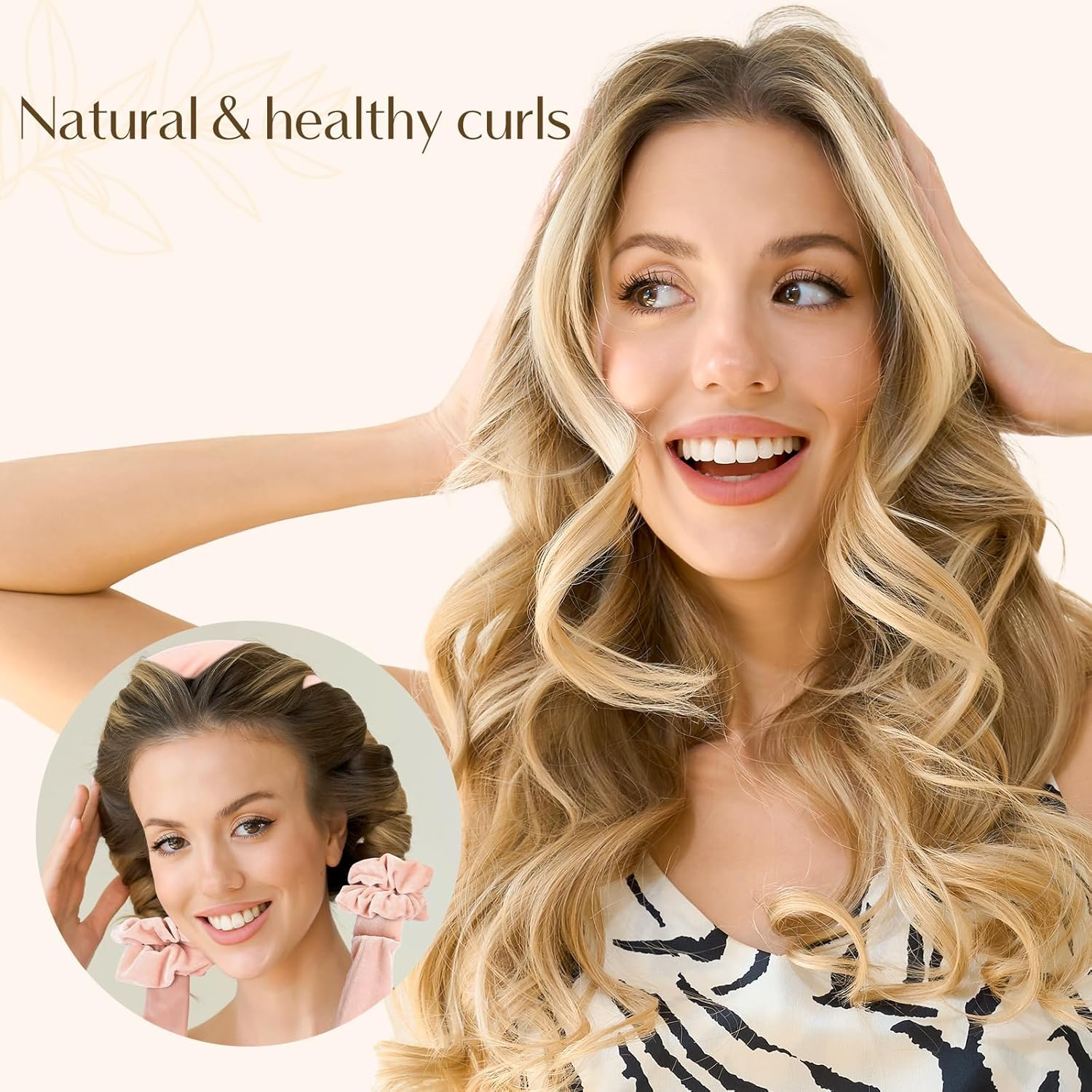 Yanibest Heatless Hair Curler, No Heat Hair Curlers to Sleep In, Super Soft Ribbon Wrap for Long Hair, Overnight Heatless Curling Set with Scrunchies and Clip, for All Hair Types image number 5