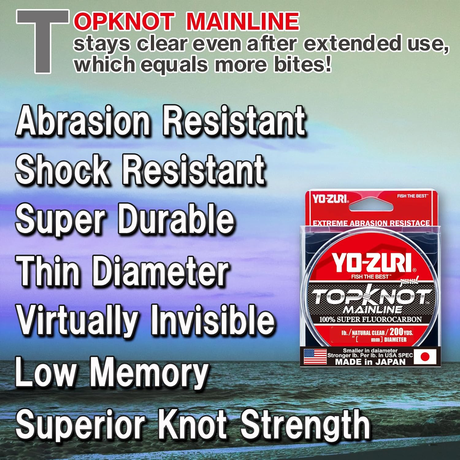 Yo-Zuri Topknot Mainline Natural Clear 200 Yards Fluorocarbon Fishing Line image number 4