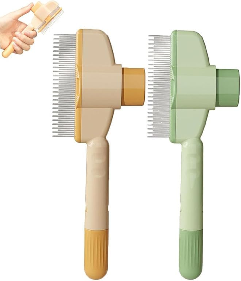 Self-Cleaning Pet Flea Comb Grooming Brush, 2 Piece Pet Flea Comb Grooming Brush Set, Pet Hair Removal Tool, Self-Cleaning Pet Hair Removal Comb Flea Comb